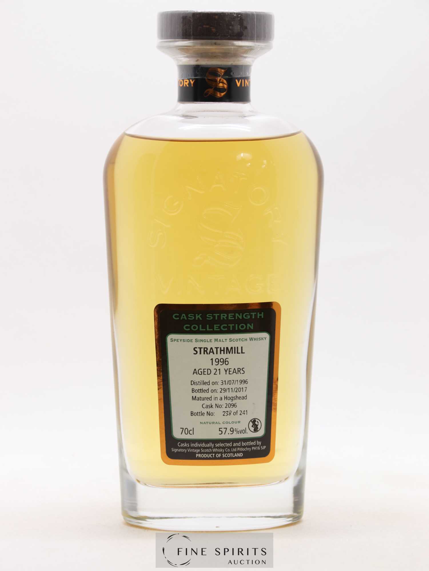 Strathmill 21 years 1996 Signatory Vintage Hogshead Cask n°2096 - One of 241 - bottled 2017 Cask Strength Collection - Lot de 1 bouteille - 1
