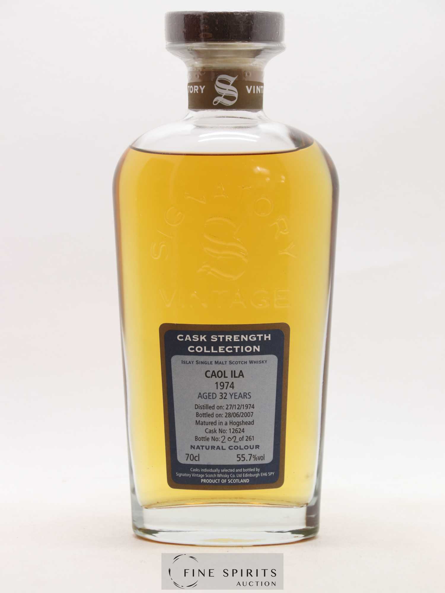 Caol Ila 32 years 1974 Signatory Vintage Cask n°12624 - One of 261 - bottled 2007 Cask Strength Collection - Lot de 1 bouteille - 1