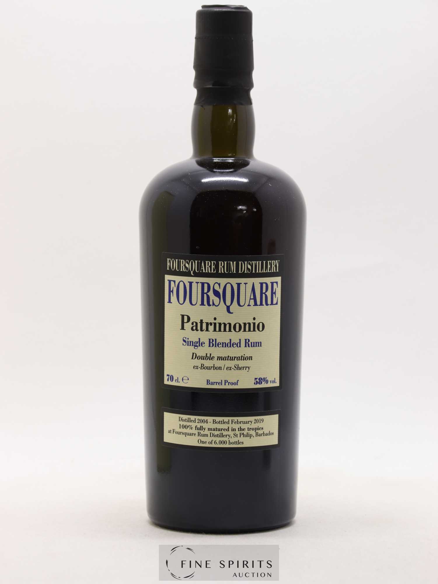 Foursquare 14 years 2004 Of. Patrimonio Double Maturation - One of 6000 - bottled 2019 Velier - Lot de 1 bouteille - 1