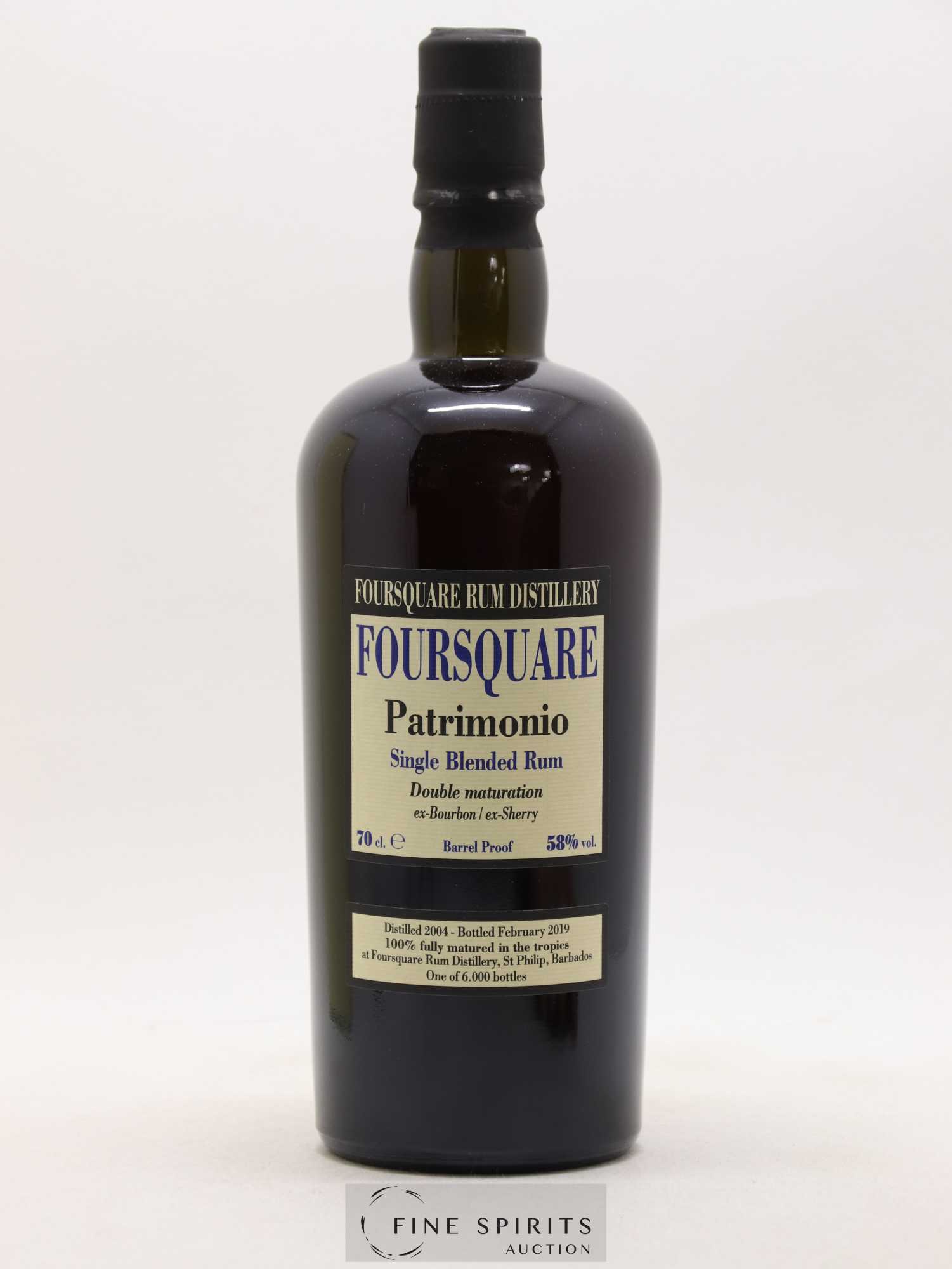 Foursquare 14 years 2004 Of. Patrimonio Double Maturation - One of 6000 - bottled 2019 Velier - Lot de 1 bouteille - 1