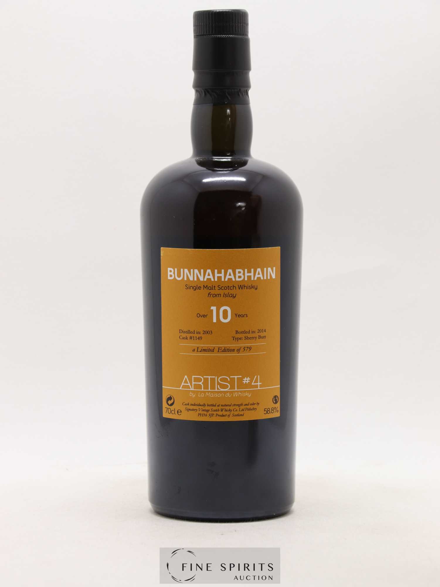 Bunnahabhain 10 years 2003 Signatory Vintage Artist n°4 Sherry Butt Cask n°1149 - One of 579 - bottled 2014 LMDW - Lot de 1 bouteille - 1