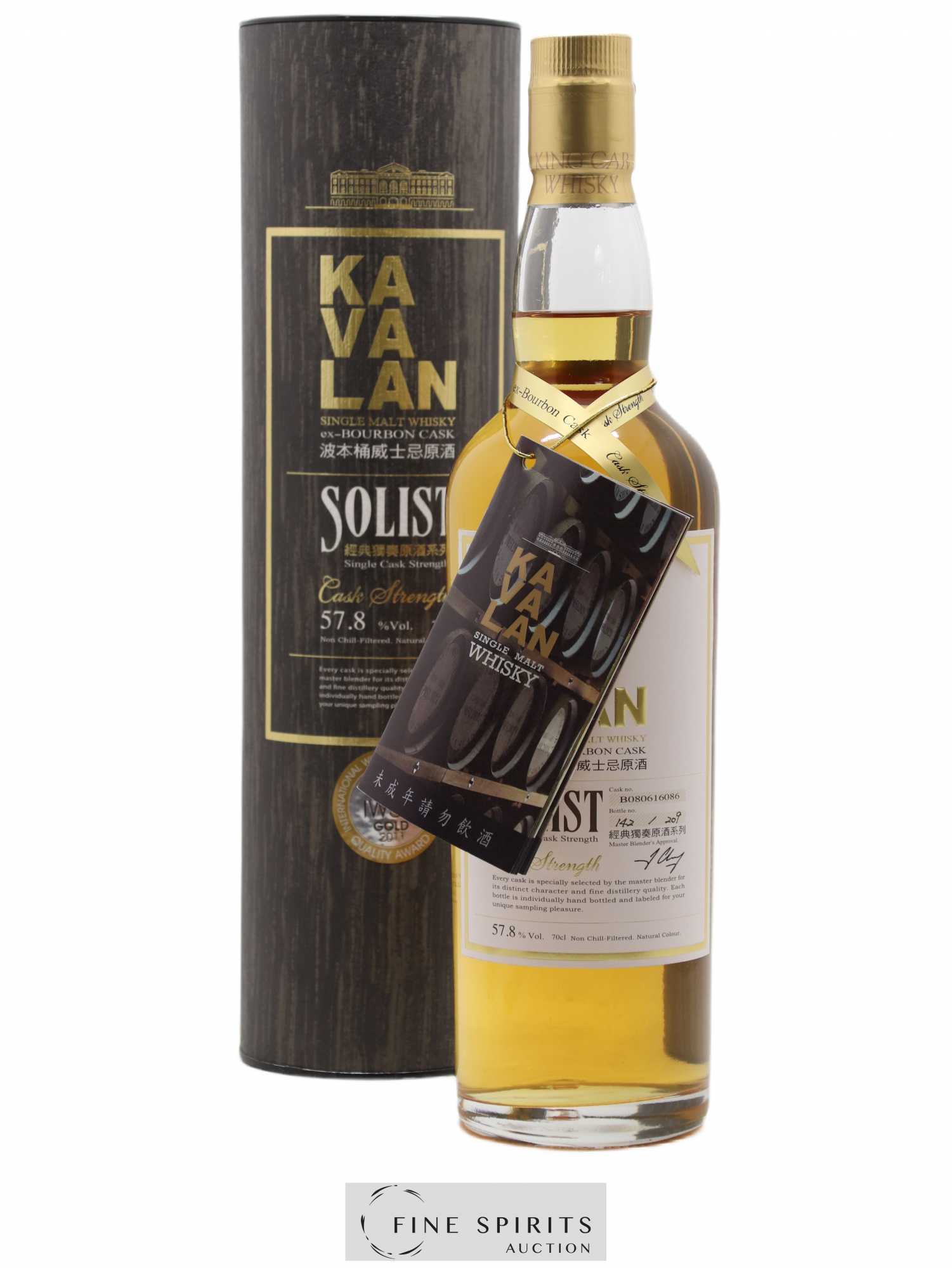 Kavalan Of. Solist ex-Bourbon Cask n°B080616086 - One of 209 - bottled 2012 Cask Strength - Lot de 1 bouteille - 0