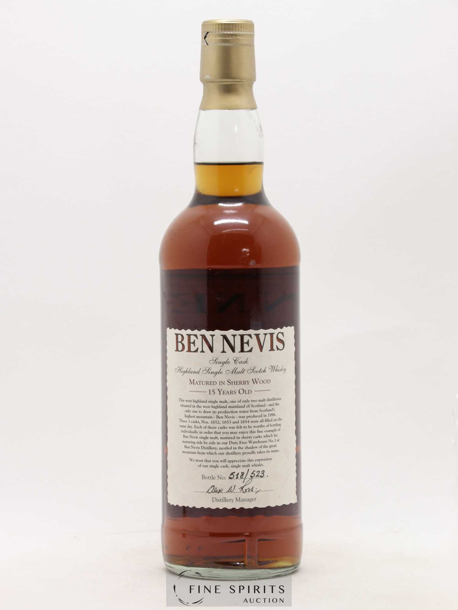 Ben Nevis 15 years 1996 Of. Sherry Cask n°1654 - One of 523 - bottled 2012 - Lot of 1 bottle - 1