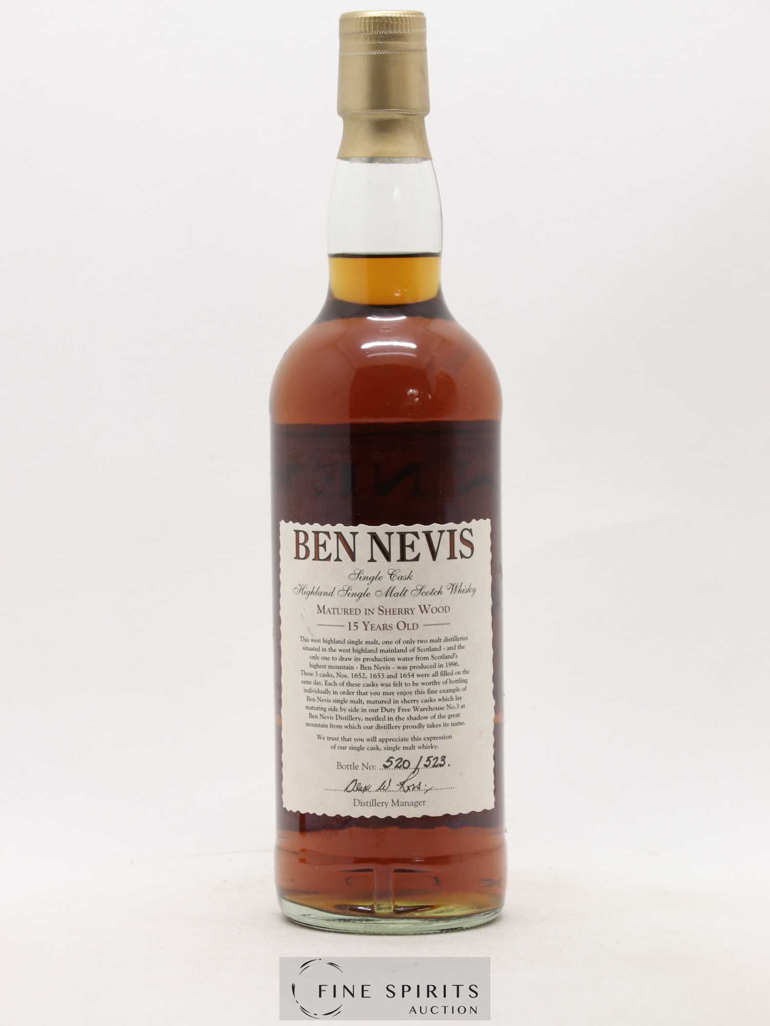 Ben Nevis 15 years 1996 Of. Sherry Cask n°1654 - One of 523 - bottled 2012 - Lot de 1 bouteille - 1