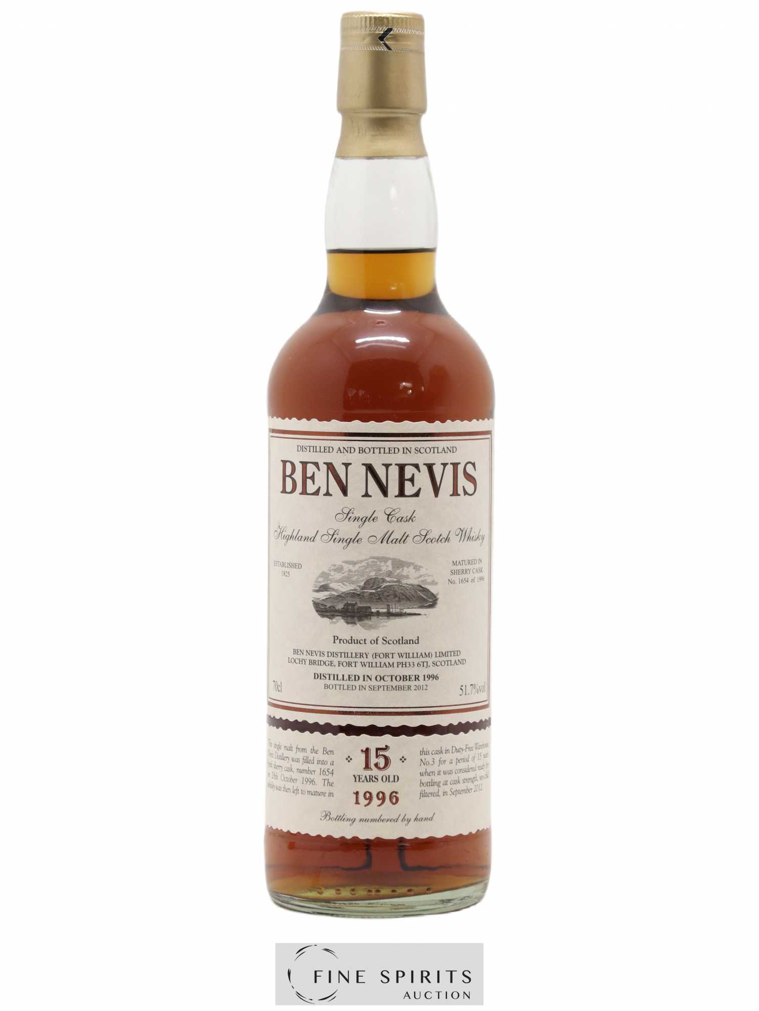 Ben Nevis 15 years 1996 Of. Sherry Cask n°1654 - One of 523 - bottled 2012 - Lot de 1 bouteille - 0