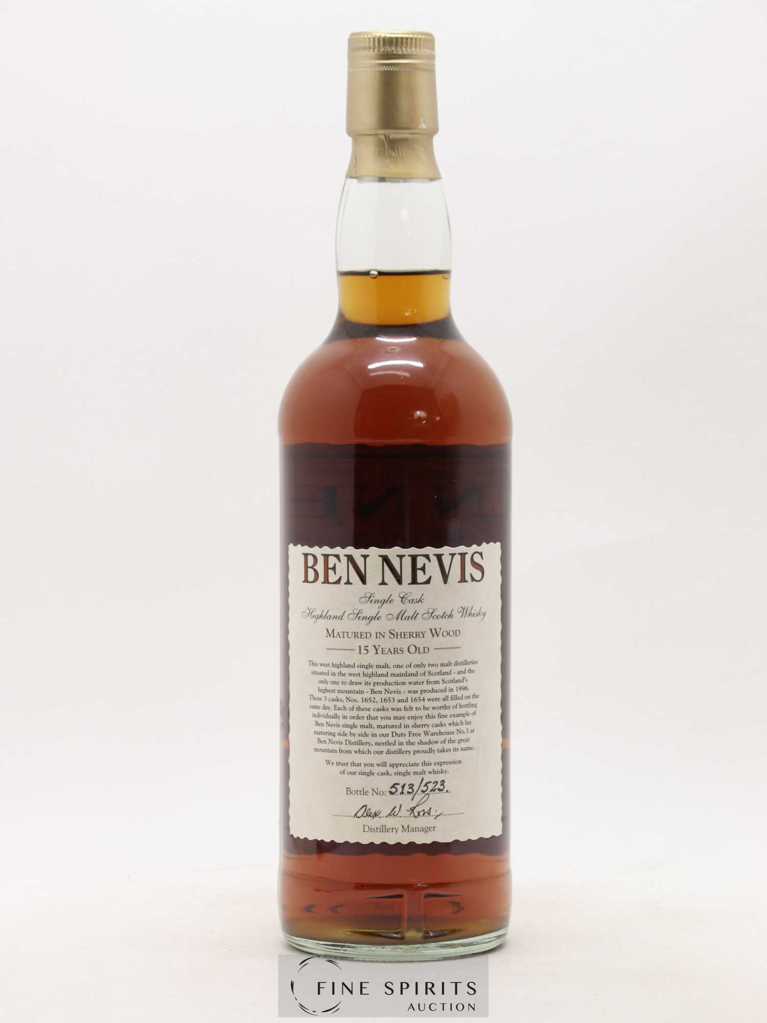 Ben Nevis 15 years 1996 Of. Sherry Cask n°1654 - One of 523 - bottled 2012 - Lot de 1 bouteille - 1