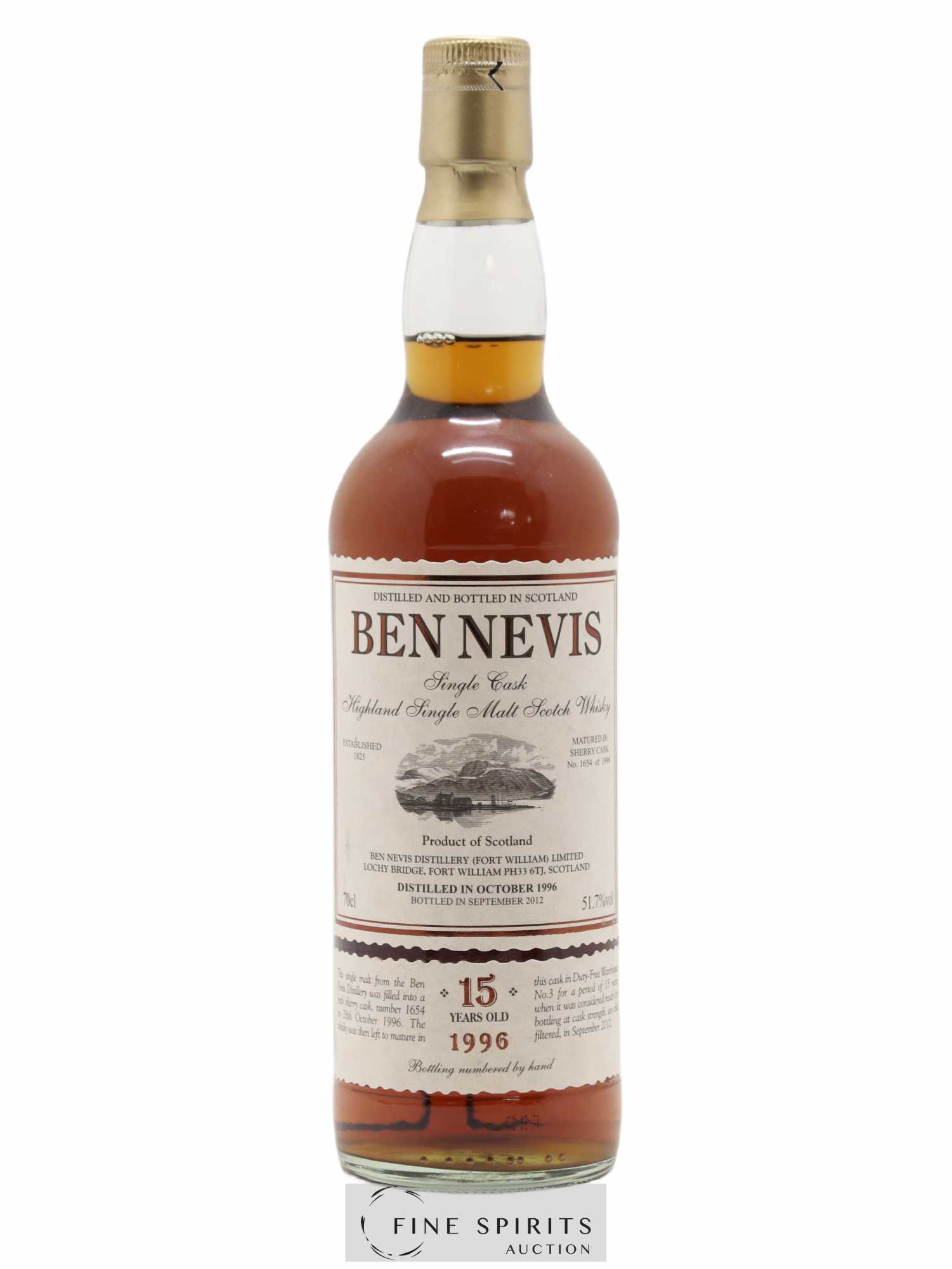 Ben Nevis 15 years 1996 Of. Sherry Cask n°1654 - One of 523 - bottled 2012 - Lot de 1 bouteille - 0
