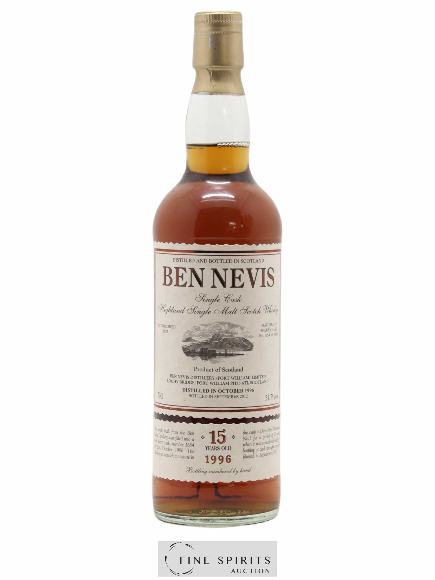 Ben Nevis 15 years 1996 Of. Sherry Cask n°1654 - One of 523 - bottled 2012 - Lot de 1 bouteille - 0