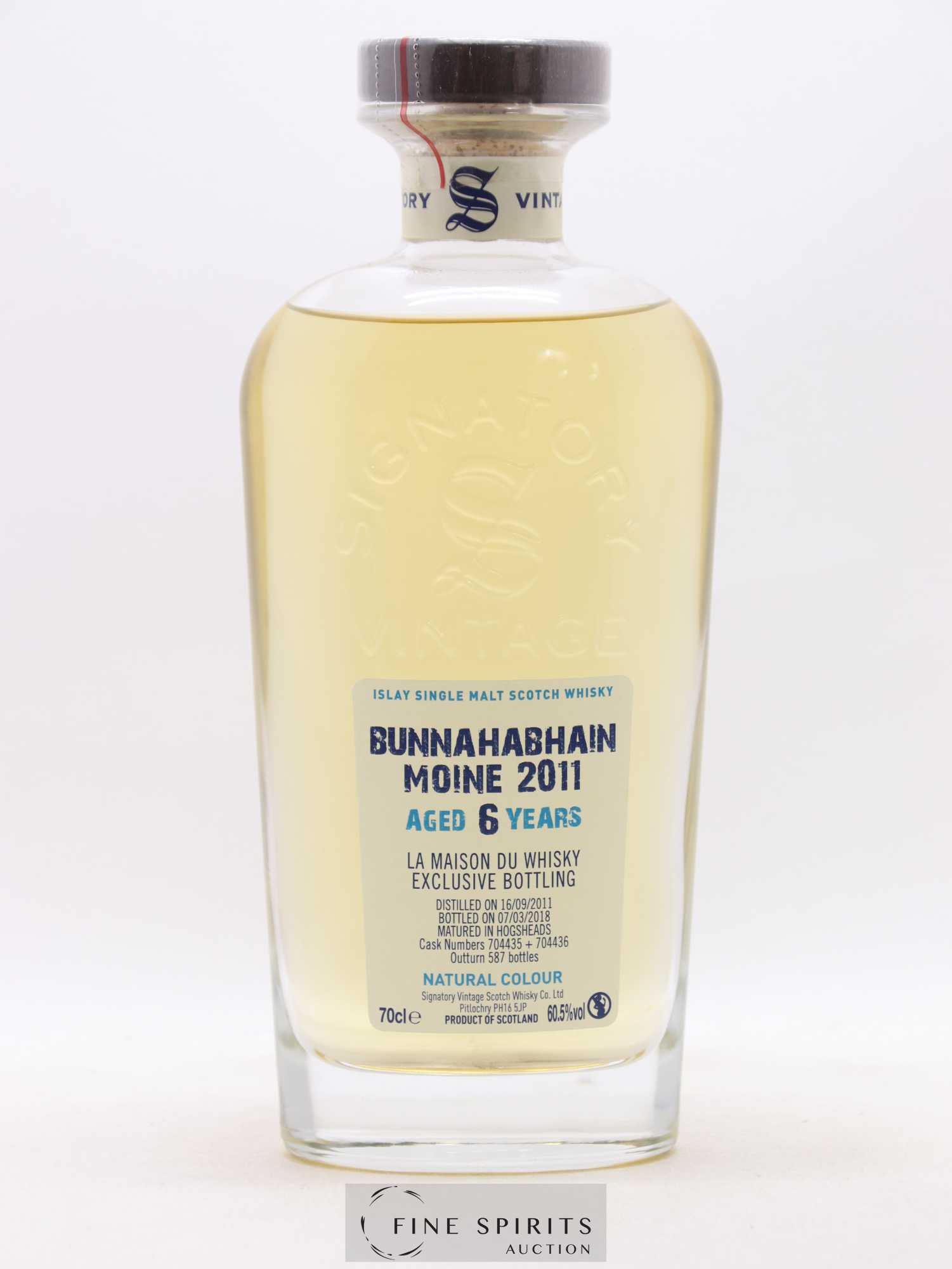 Bunnahabhain Moine 6 years 2011 Signatory Vintage Hogshead Casks n°704435-704436 - One of 587 - bottled 2018 Cask Strength Collection - Lot de 1 bouteille - 1