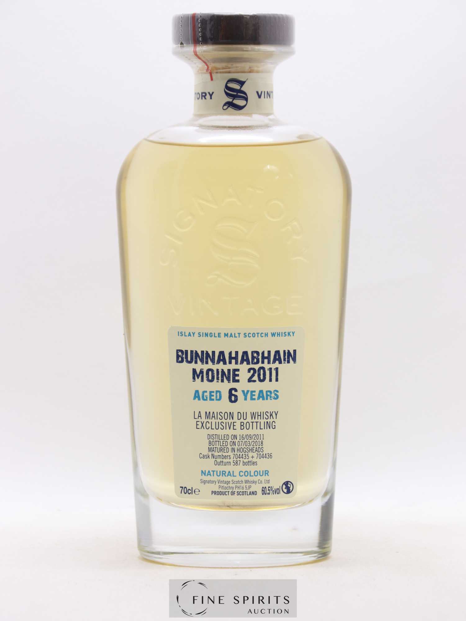 Bunnahabhain Moine 6 years 2011 Signatory Vintage Hogshead Casks n°704435-704436 - One of 587 - bottled 2018 Cask Strength Collection - Lot de 1 bouteille - 1