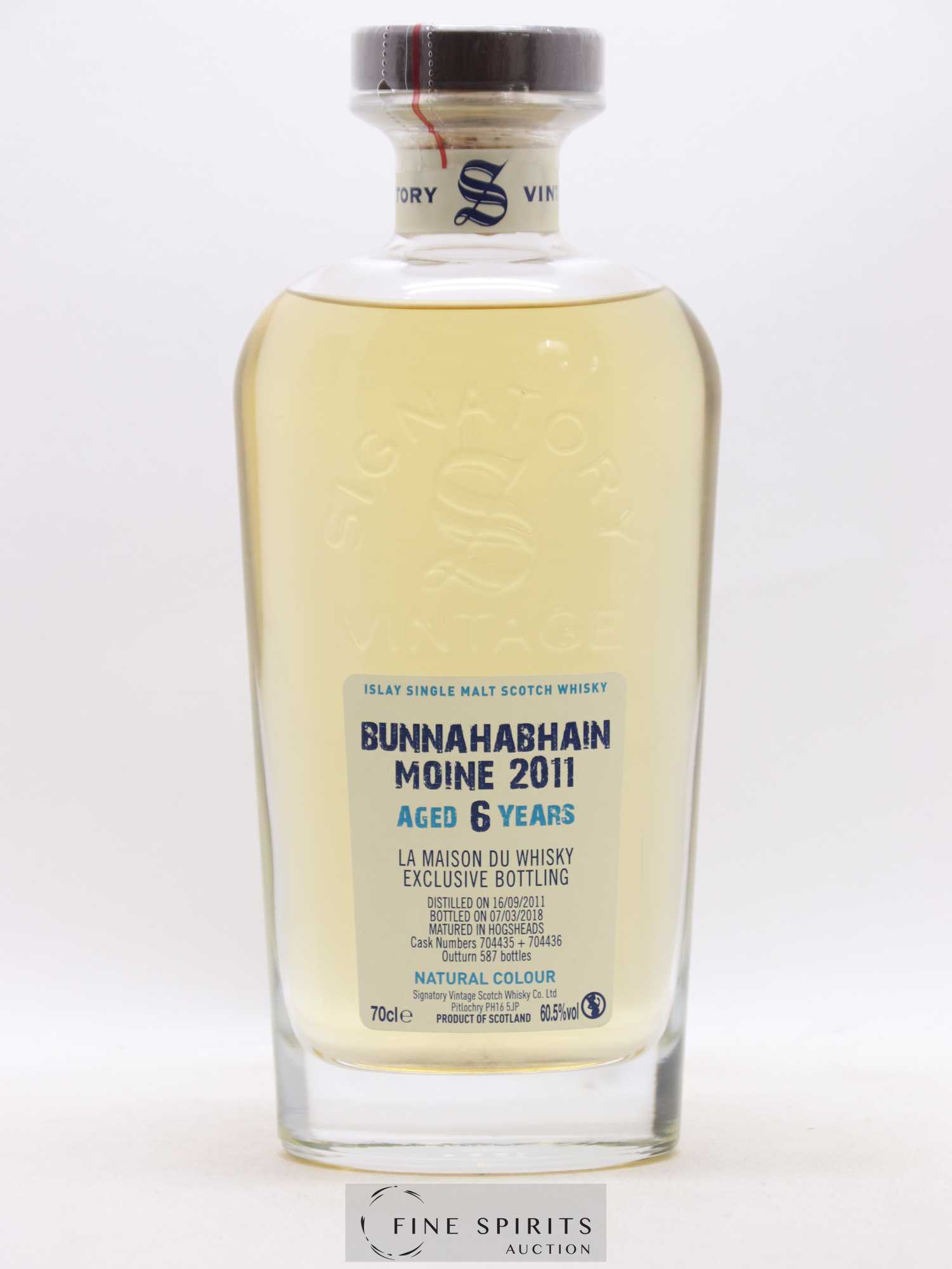 Bunnahabhain Moine 6 years 2011 Signatory Vintage Hogshead Casks n°704435-704436 - One of 587 - bottled 2018 Cask Strength Collection - Lot de 1 bouteille - 1