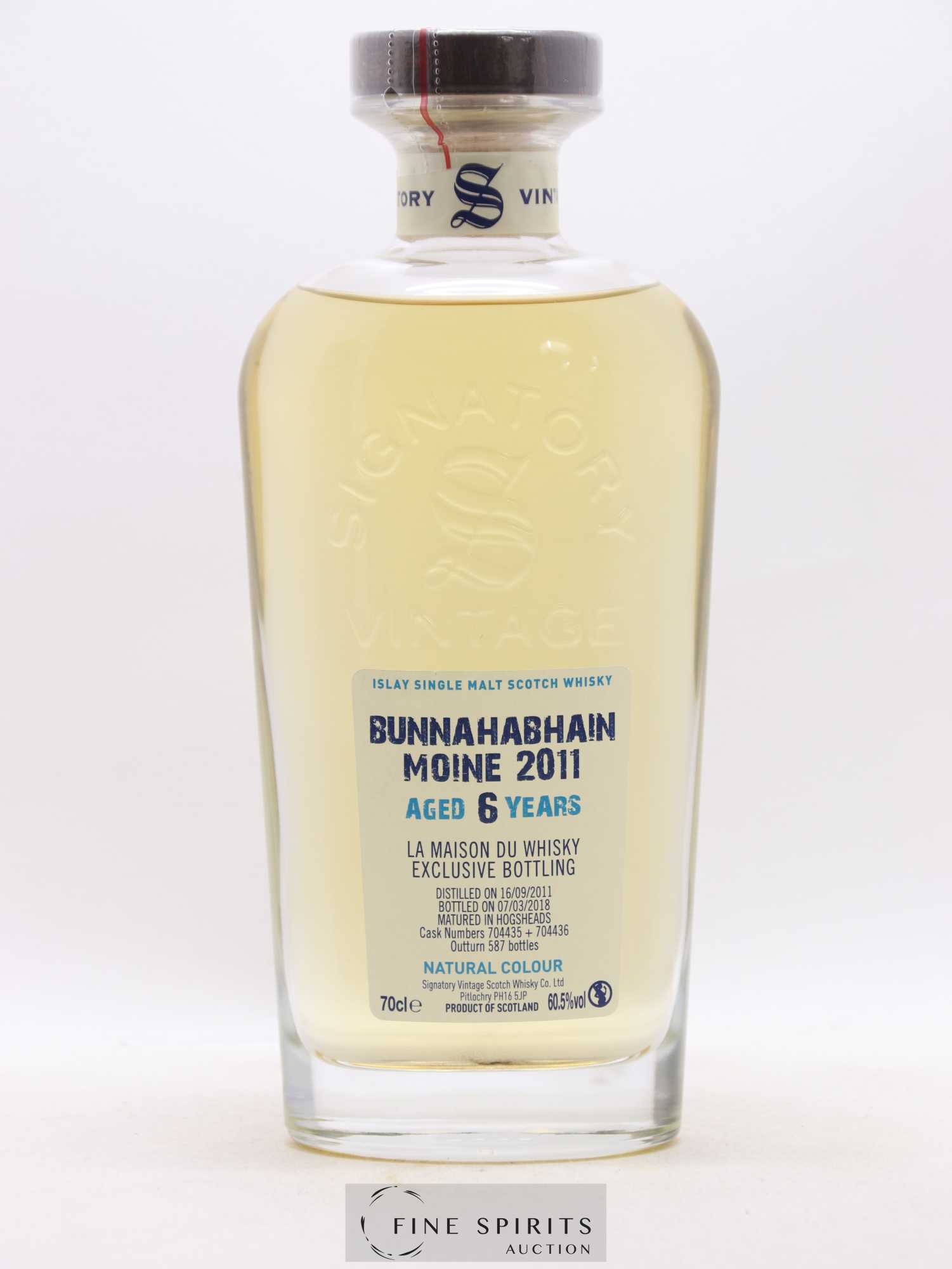 Bunnahabhain Moine 6 years 2011 Signatory Vintage Hogshead Casks n°704435-704436 - One of 587 - bottled 2018 Cask Strength Collection - Lot de 1 bouteille - 1