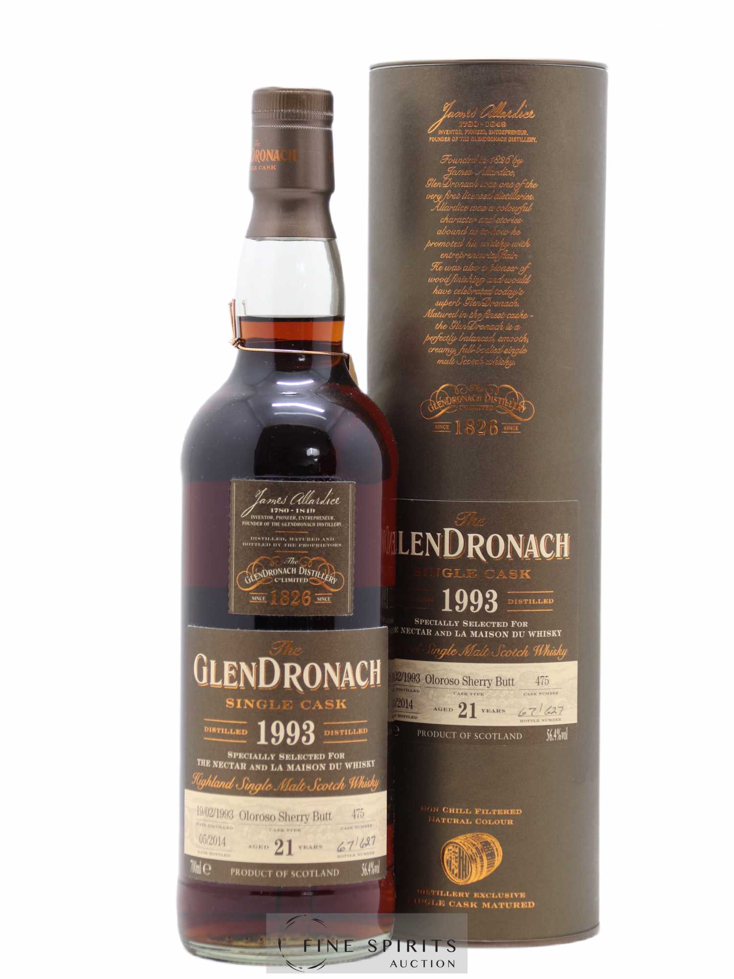 The Glendronach 18 years 1993 Of. Oloroso Sherry Butt n°475 - One of 627 - bottled 2014 The Nectar & LMDW - Lot de 1 bouteille - 0