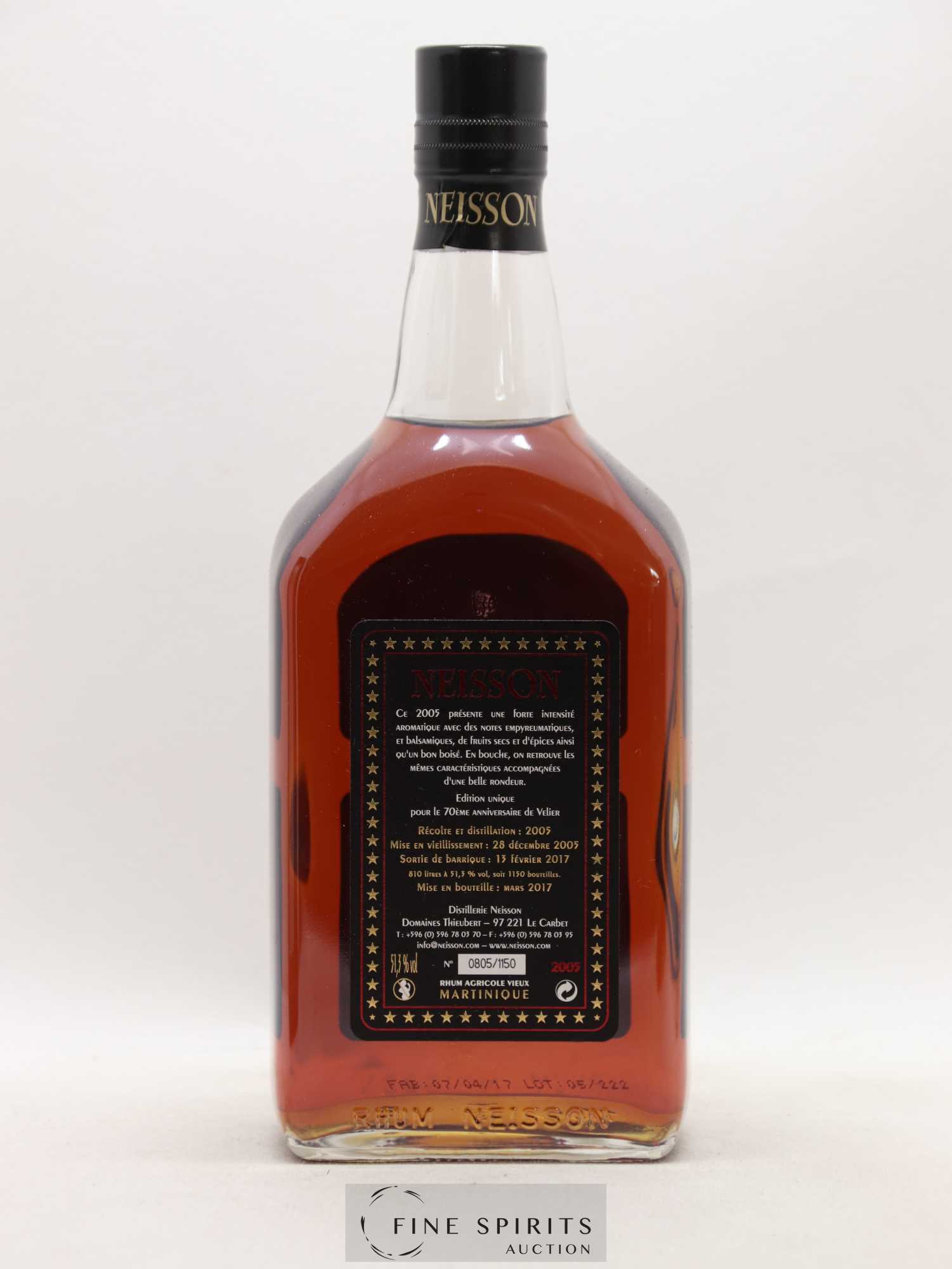Neisson 2005 Of. Cask Strengh - bottled 2017 Velier 70 Years Old Edition Unique de 1150 bouteilles - Lot de 1 bouteille - 2