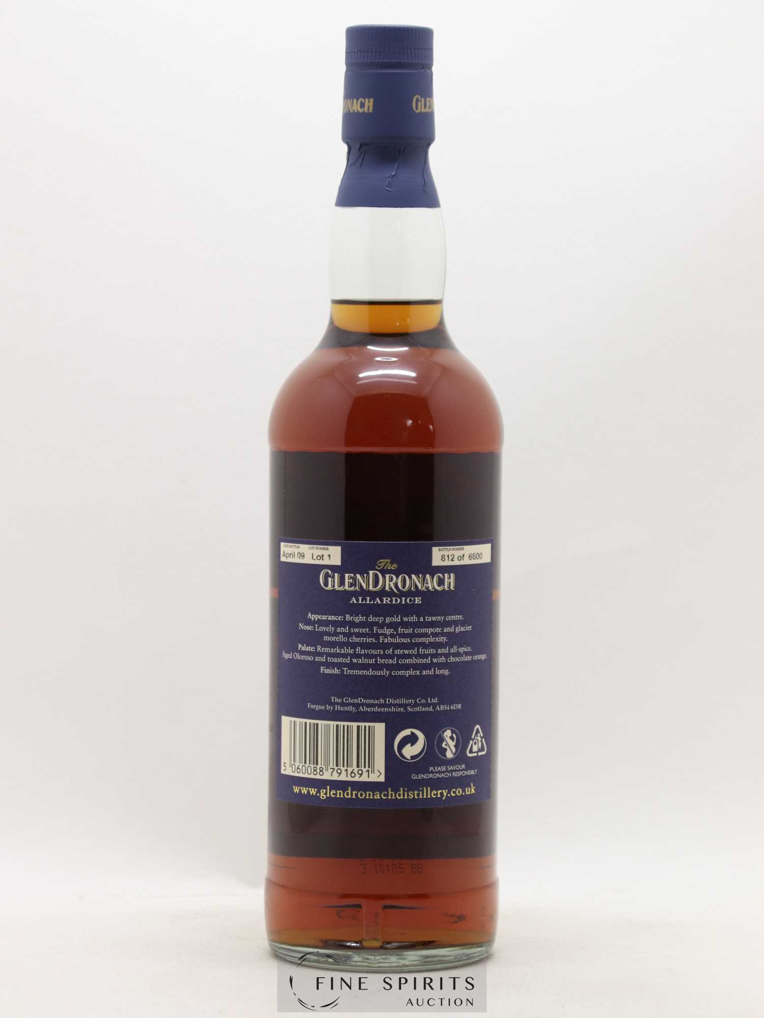 Glendronach 18 years Of. Allardice Lot 1 - One of 6600 - bottled 2009 - Lot de 1 bouteille - 2