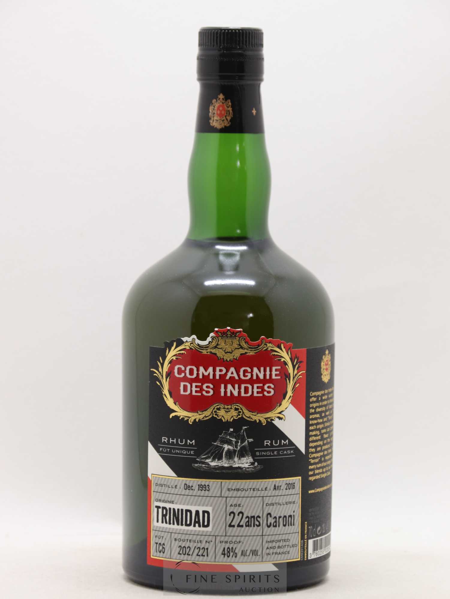 Caroni 22 years 1993 Compagnie des Indes Cask n°TC6 - One of 221 - bottled 2016 - Lot de 1 bouteille - 1