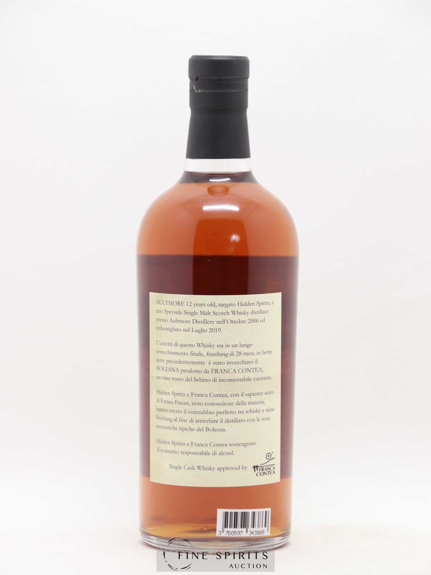 Aultmore 12 years 2006 Hidden Spirits Cask n° AU619 - bottled 2019 Franca Contea - Lot de 1 bouteille - 2