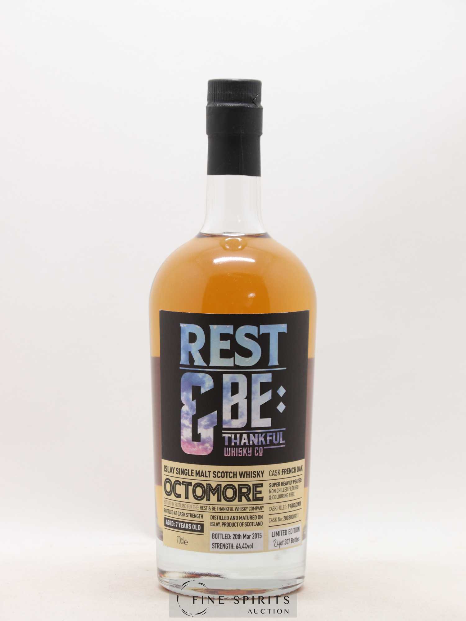 Octomore 7 years 2008 Rest & Be Thankful French Oak Cask n°B2008000911 - One of 307 - bottled 2015 Limited Edition - Lot de 1 bouteille - 1
