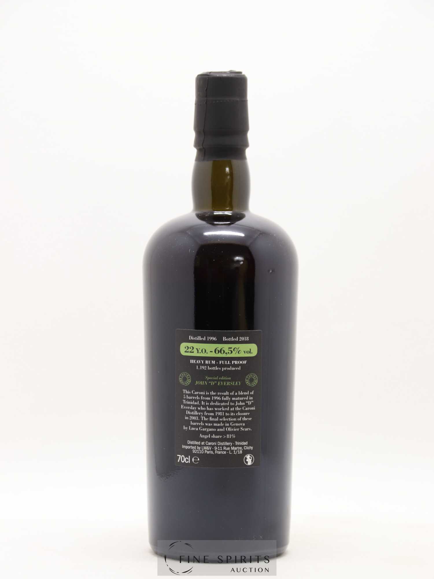 Caroni 22 years 1996 Velier Special Edition John D Eversley One of 1192 - bottled 2018 Employee Serie - Lot de 1 bouteille - 2