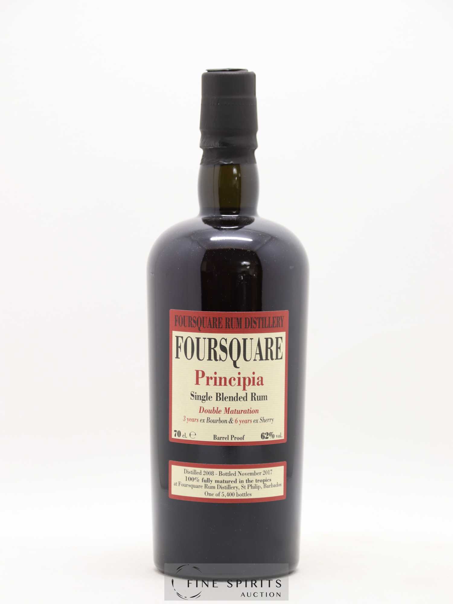 Foursquare 9 years 2008 Velier Principia Barrel Proof - One of 5400 - bottled 2017 Double Maturation - Lot de 1 bouteille - 1