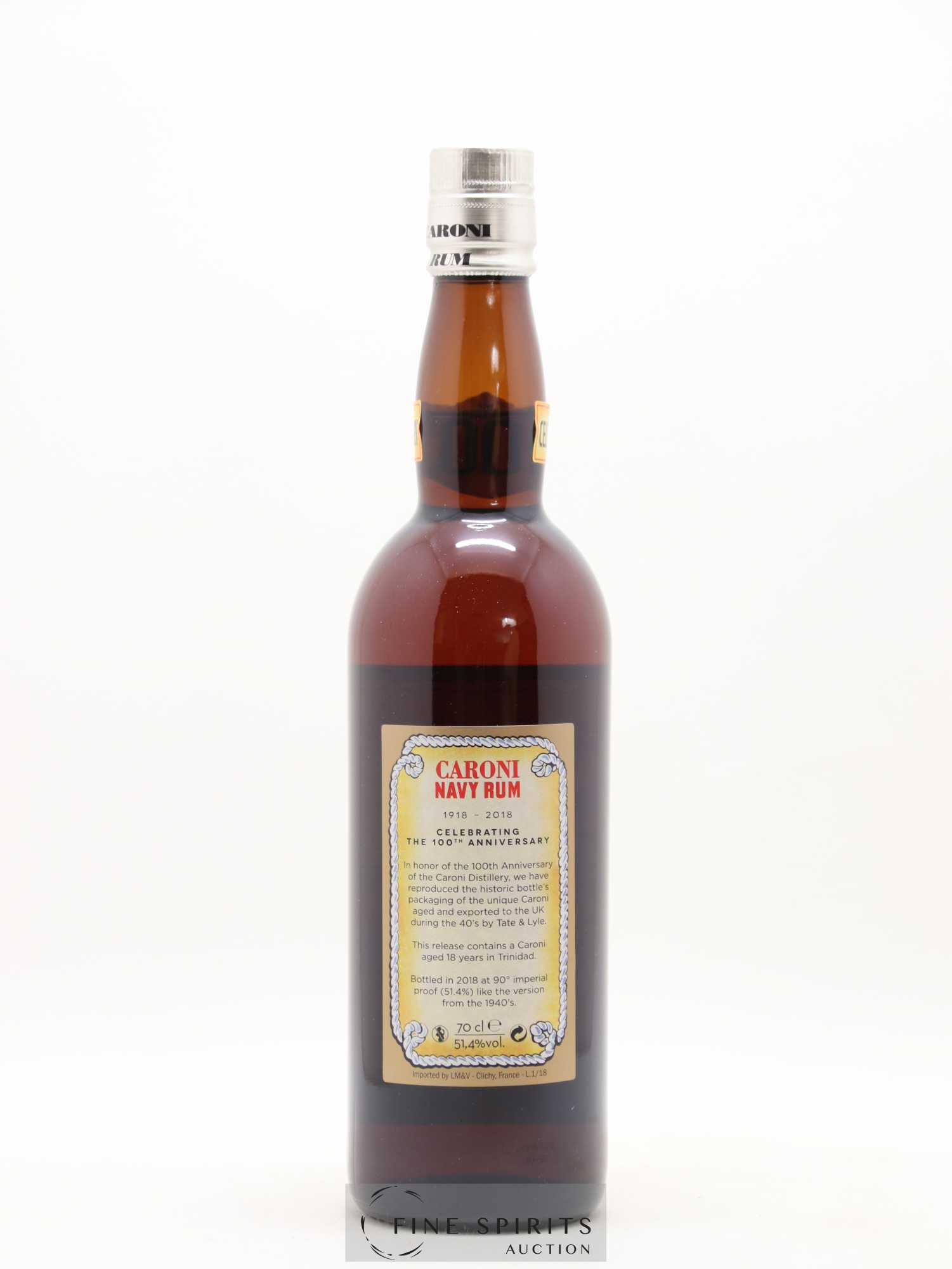 Caroni 18 years Velier Navy Rum 90° Proof - bottled 2018 Celebrating the 100th Anniversary Extra Strong - Lot de 1 bouteille - 2