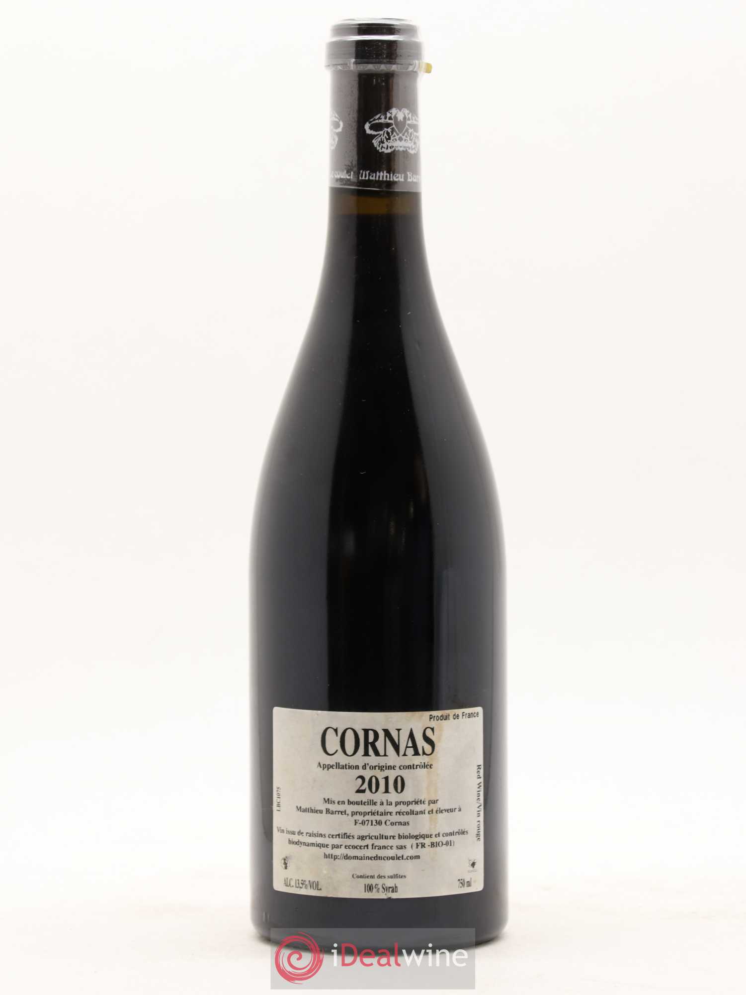 Cornas Billes Noires Coulet (Domaine du) - Matthieu Barret 2010 - Lot de 1 bouteille - 1
