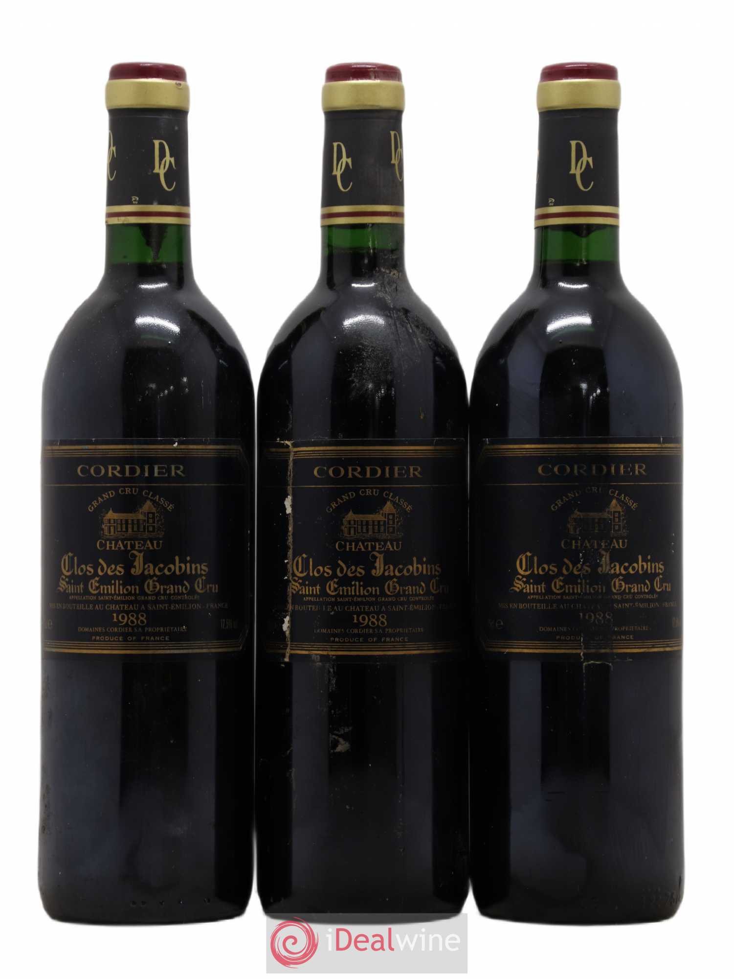 Château Clos des Jacobins Grand Cru Classé 1988 - Lot de 3 bouteilles - 0