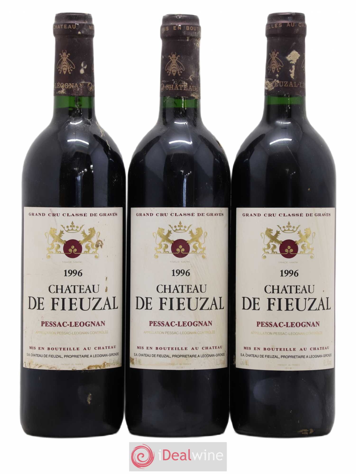 Château de Fieuzal Cru Classé de Graves 1996 - Lot de 3 bouteilles - 0