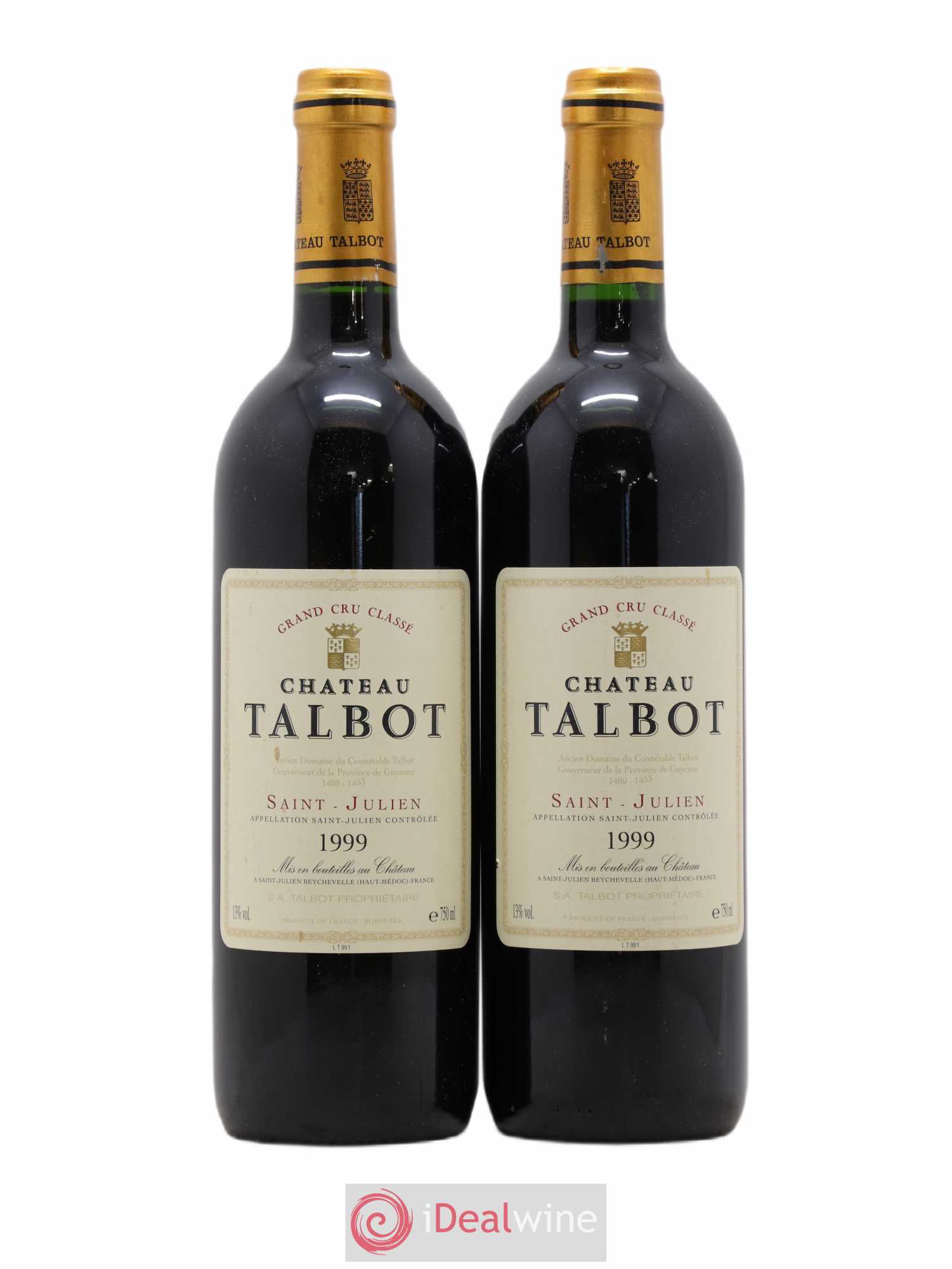 Château Talbot 4ème Grand Cru Classé 1999 - Lot de 2 bouteilles - 0