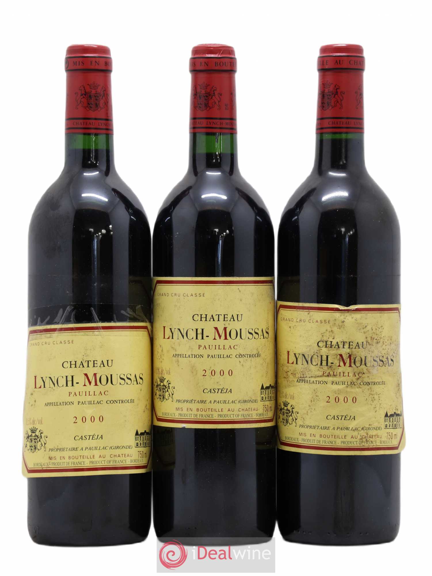 Château Lynch Moussas 5ème Grand Cru Classé 2000 - Lot de 3 bouteilles - 0