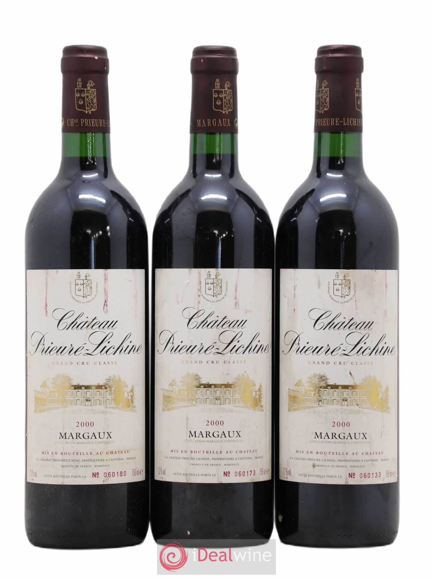Château Prieuré Lichine 4ème Grand Cru Classé 2000 - Lot de 3 bouteilles - 0