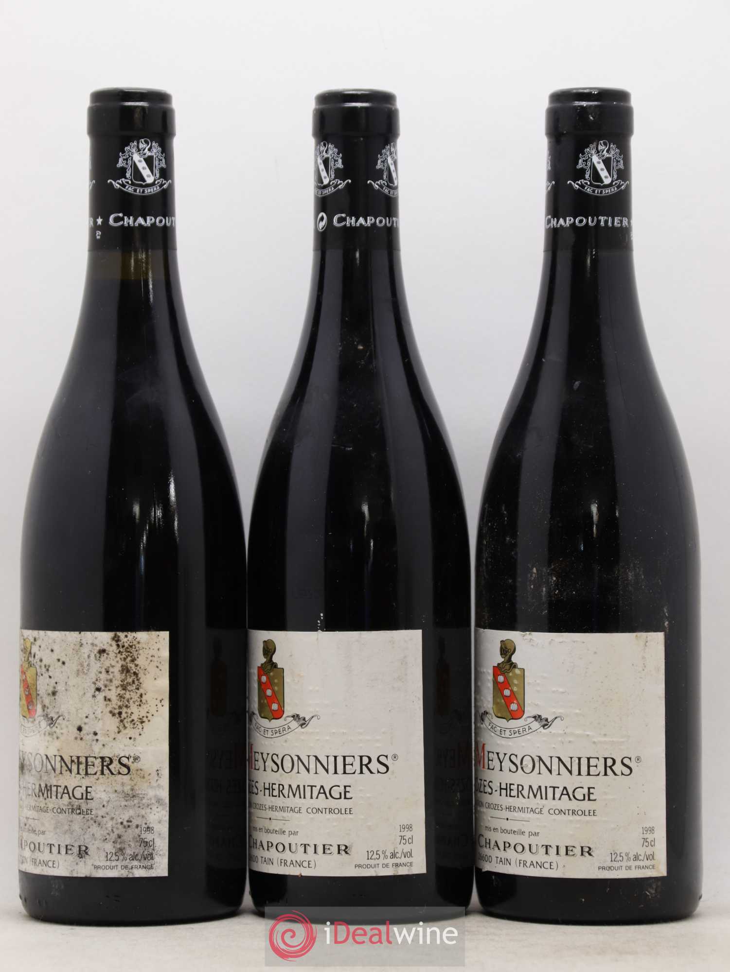 Crozes-Hermitage Les Meysonniers Chapoutier 1998 - Lot de 3 bouteilles - 1