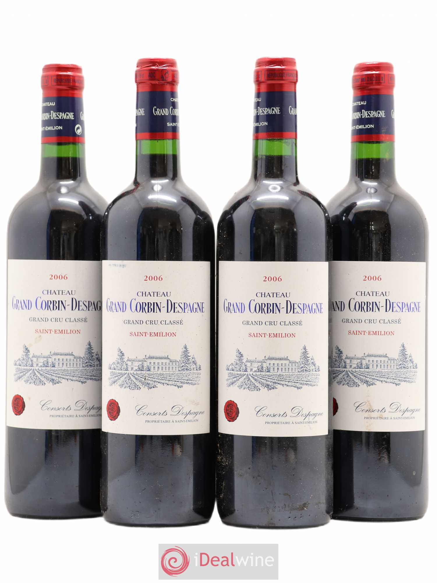 Château Grand Corbin Despagne Grand Cru Classé (sans prix de réserve) 2006 - Lot de 4 bouteilles - 0