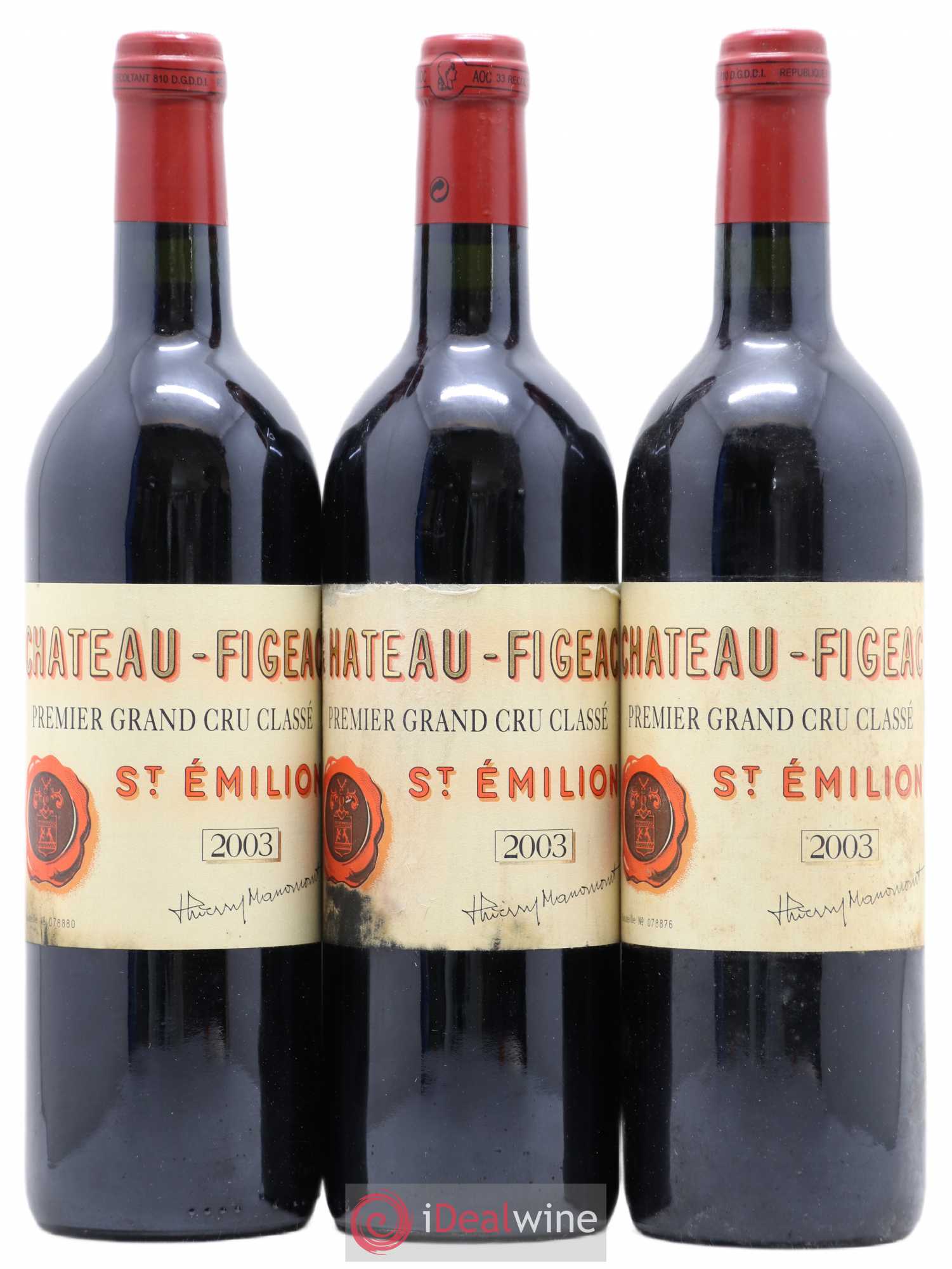 Château Figeac 1er Grand Cru Classé A 2003 - Lot de 3 bouteilles - 0