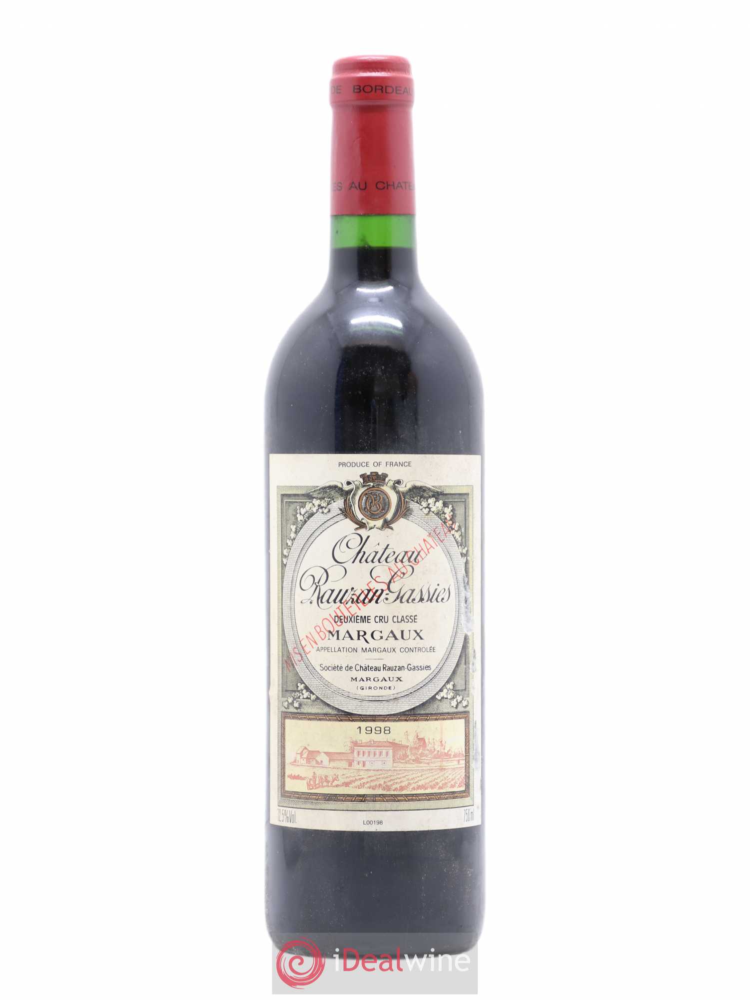 Château Rauzan-Gassies 2ème Grand Cru Classé 1998 - Lot de 1 bouteille - 0