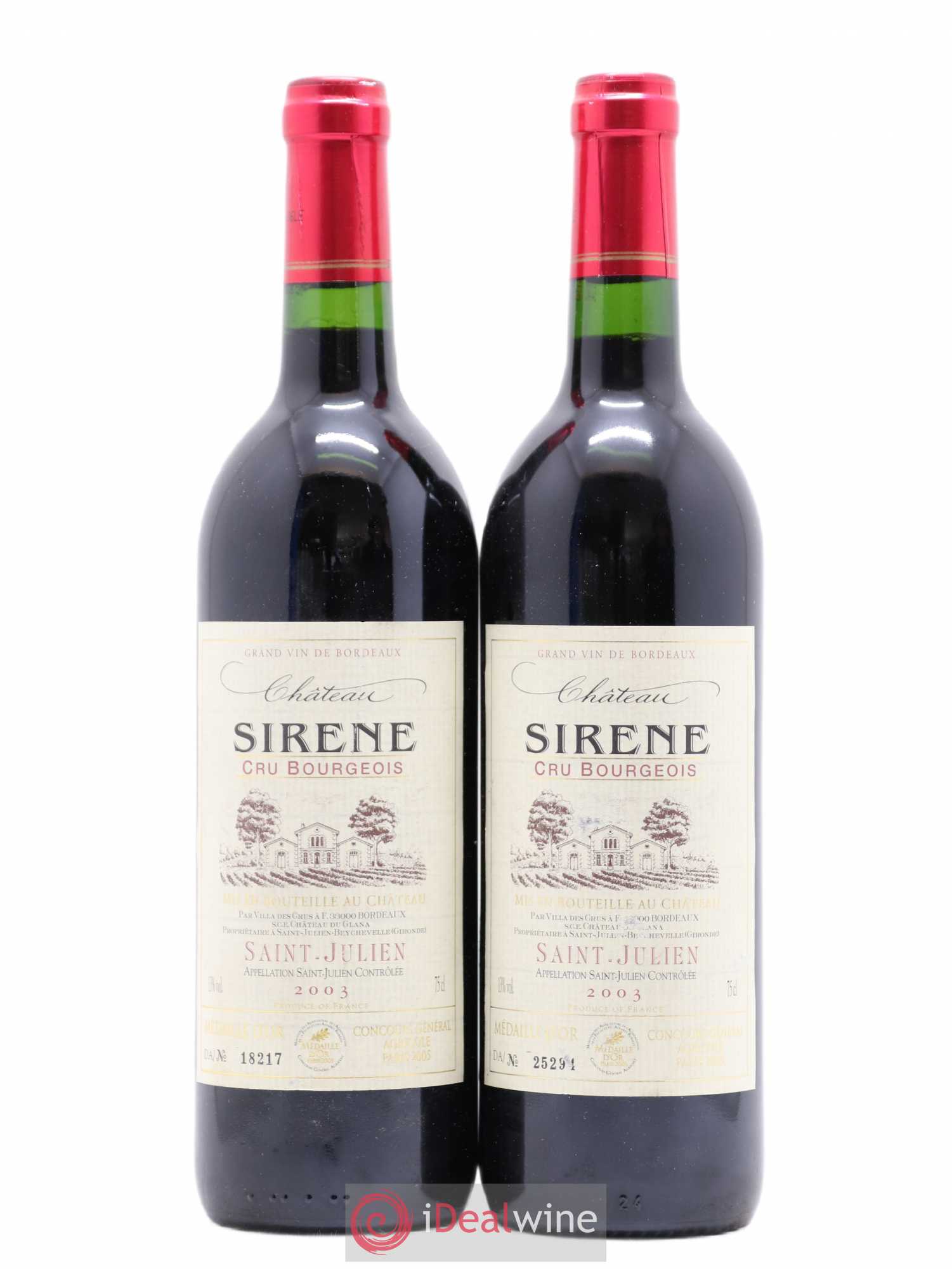 Saint-Julien Cru Bourgeois Château Sirène (sans prix de réserve) 2003 - Posten von 2 Flaschen - 0