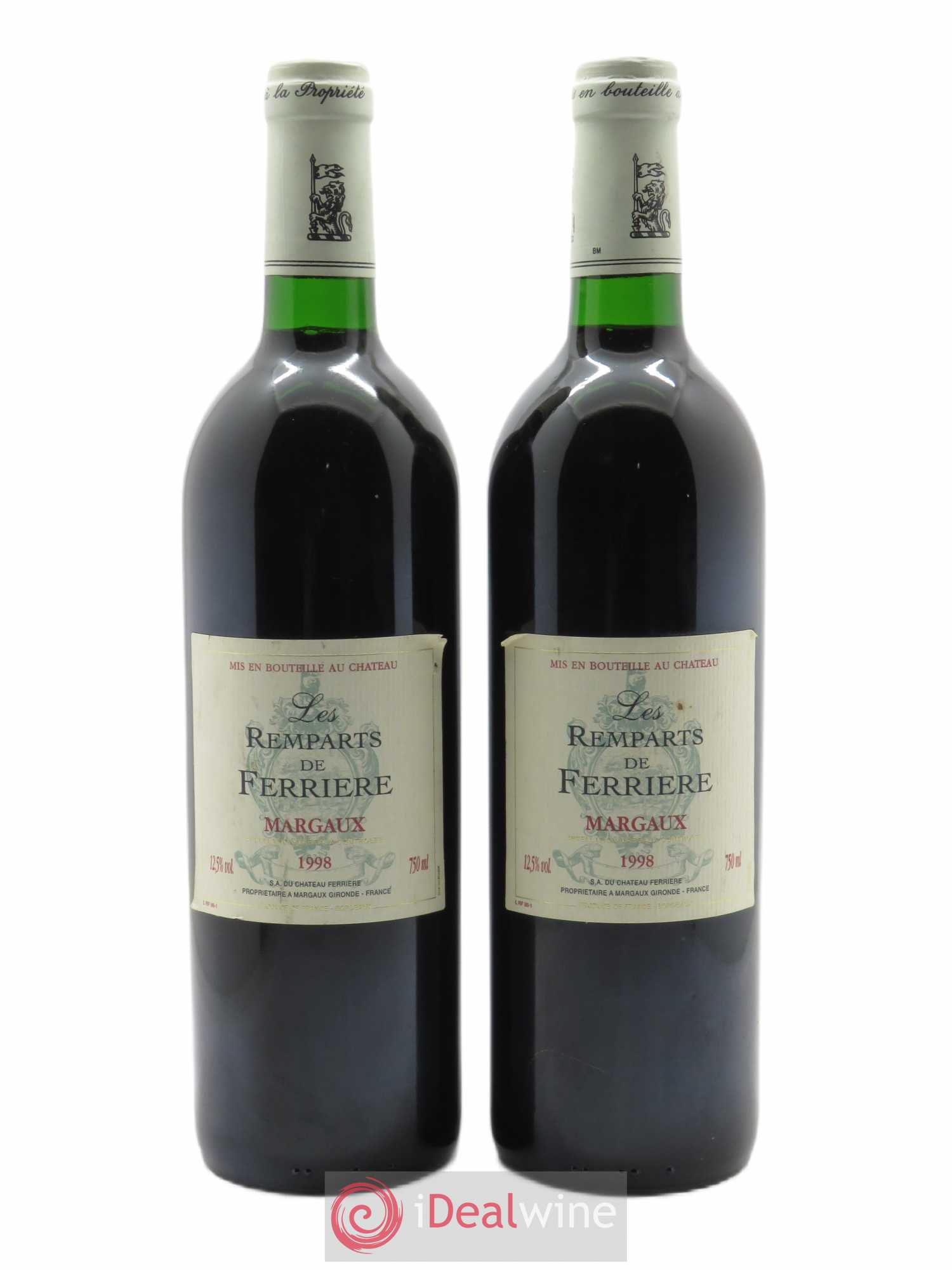 Bordeaux Margaux Les Remparts de Ferrière 1998 - Posten von 2 Flaschen - 0