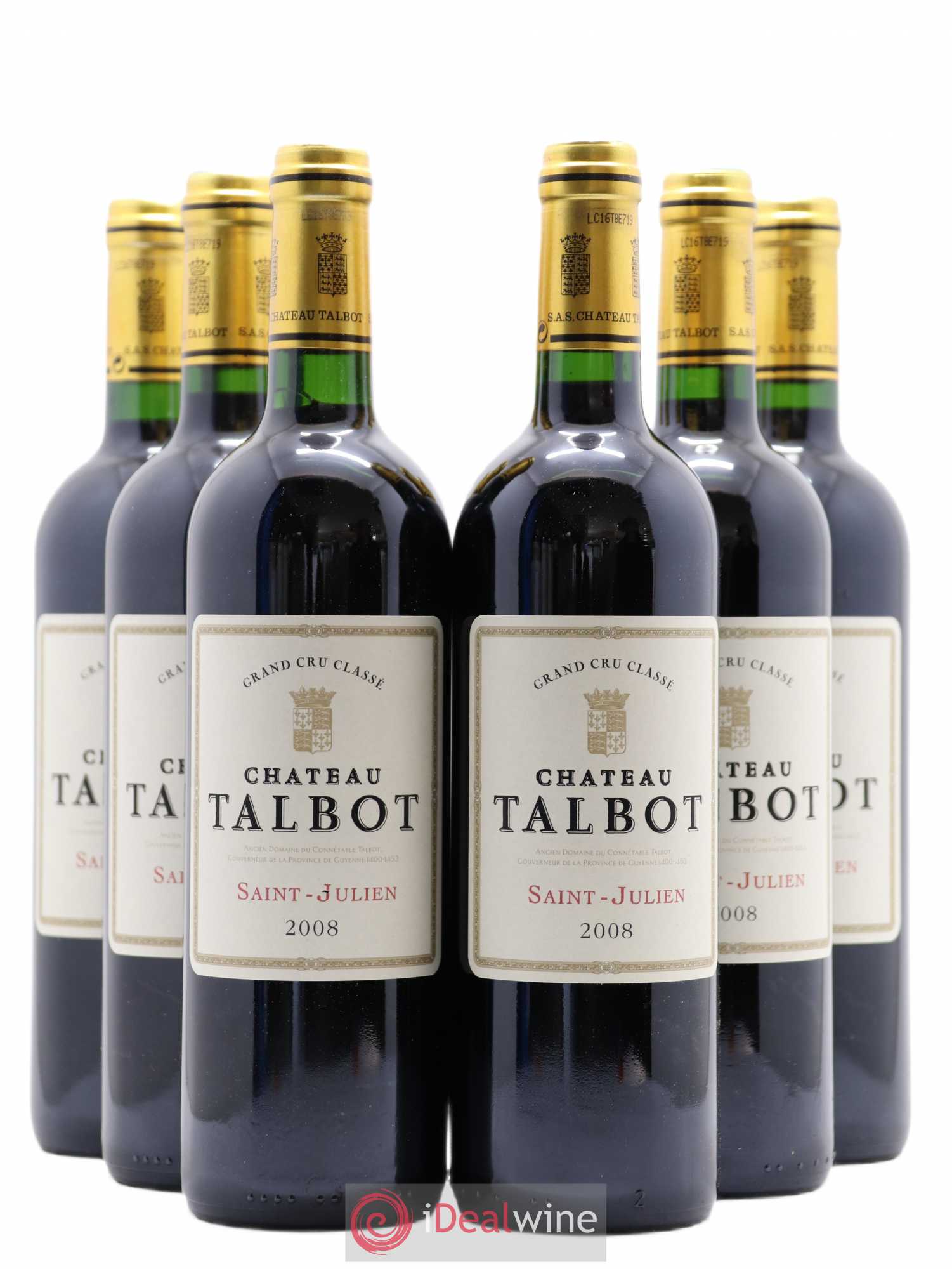 Château Talbot 4ème Grand Cru Classé 2008 - Lot de 6 bouteilles - 0