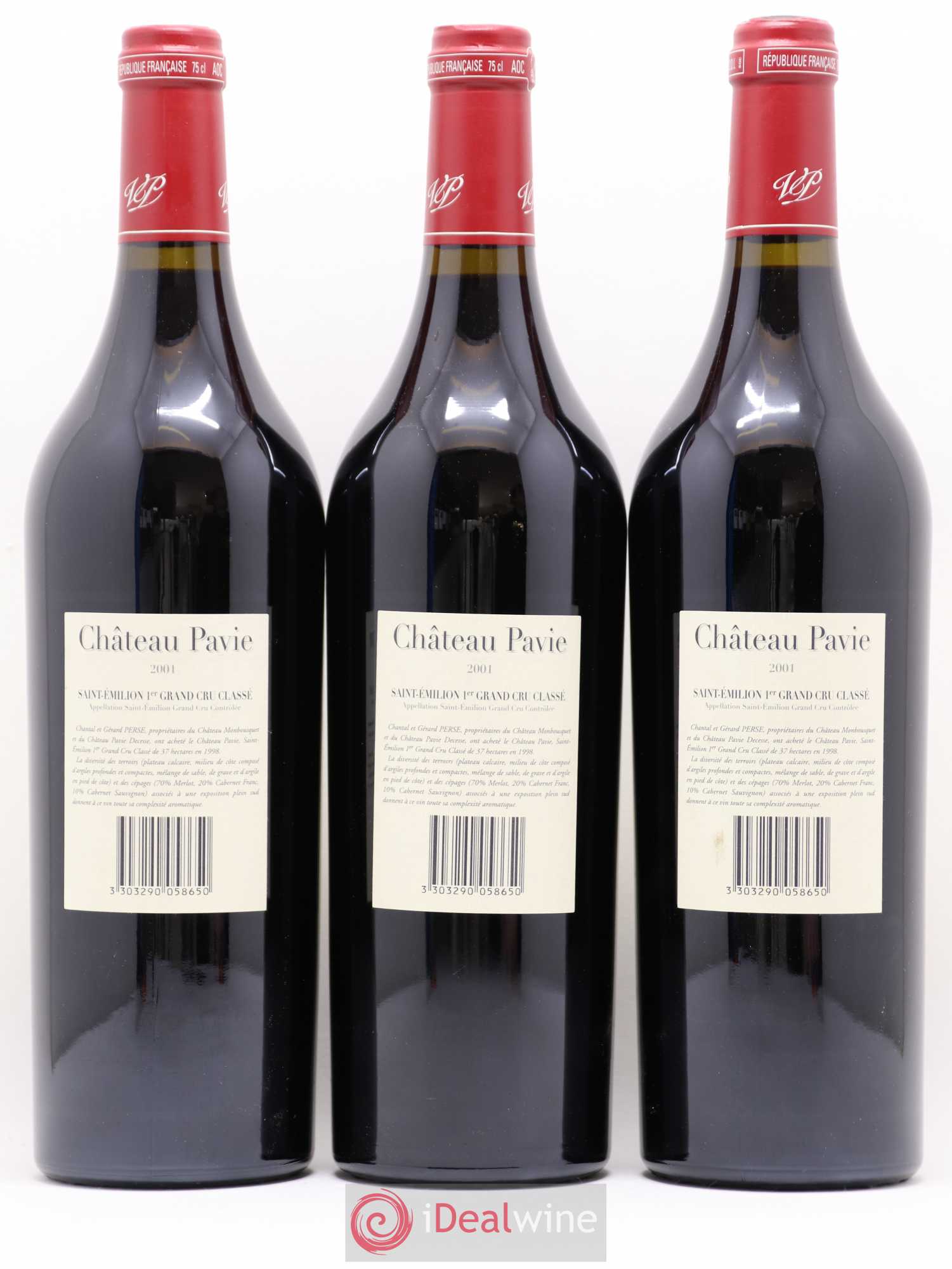 Château Pavie 1er Grand Cru Classé A 2001 - Lot de 3 bouteilles - 1