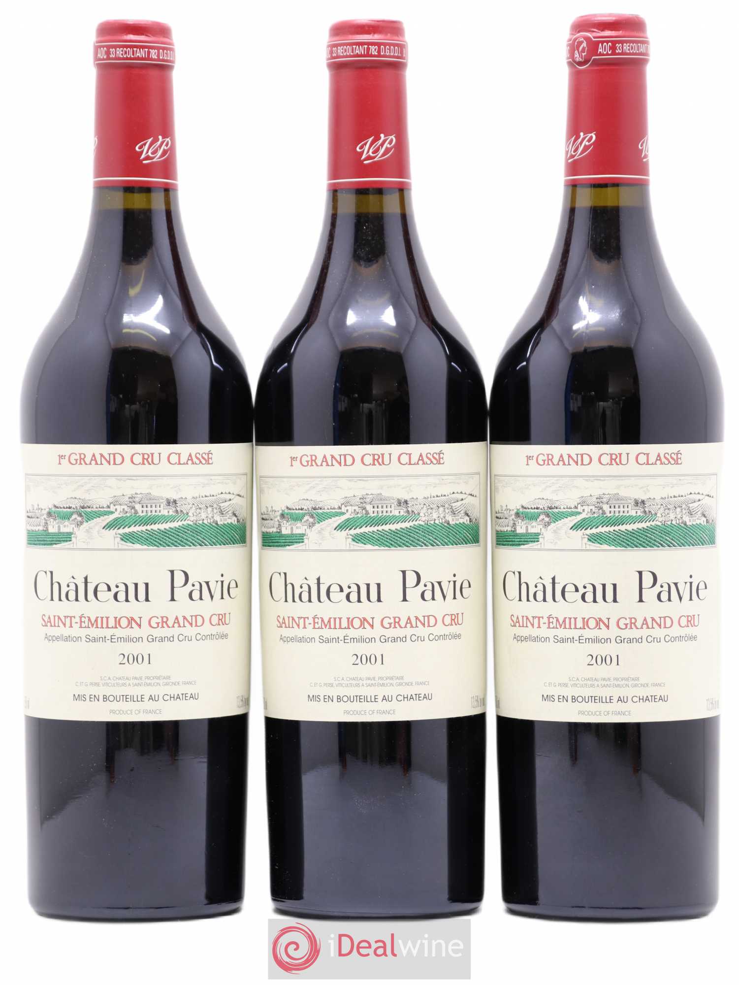 Château Pavie 1er Grand Cru Classé A 2001 - Lot de 3 bouteilles - 0