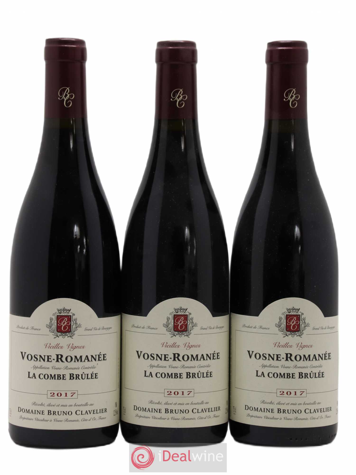 Vosne-Romanée Vieilles vignes La Combe Brûlée Bruno Clavelier 2017 - Lot de 3 bouteilles - 0