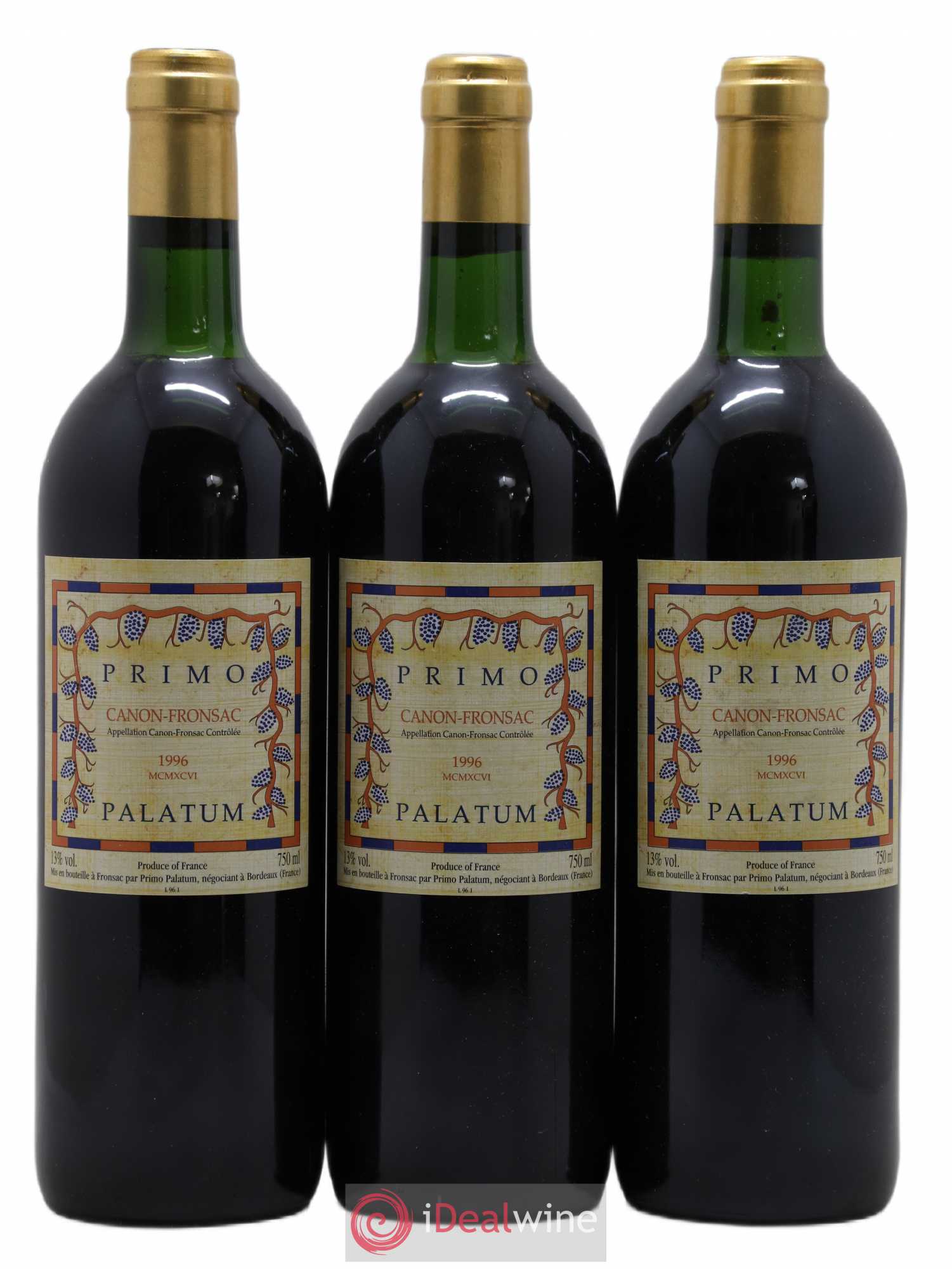 Canon-Fronsac Primo Palatum (sans prix de réserve) 1996 - Posten von 3 Flaschen - 0