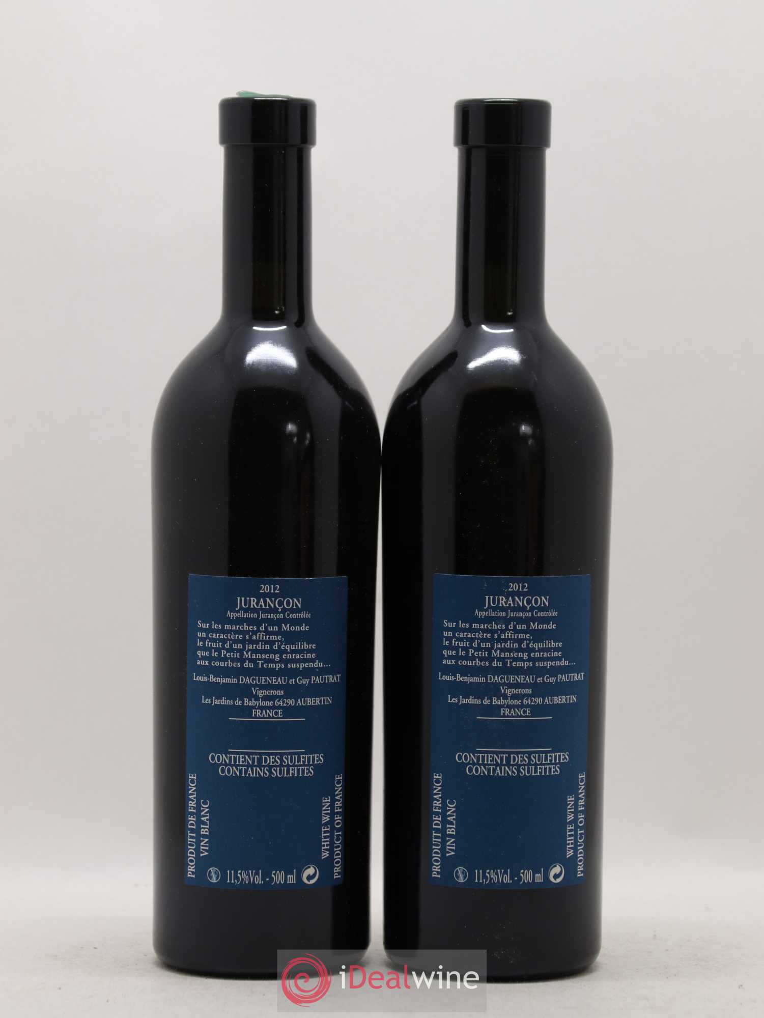 Vin de France (anciennement Jurançon) Jardins de Babylone Didier Dagueneau 50cl 2012 - Lotto di 2 bottiglie - 1
