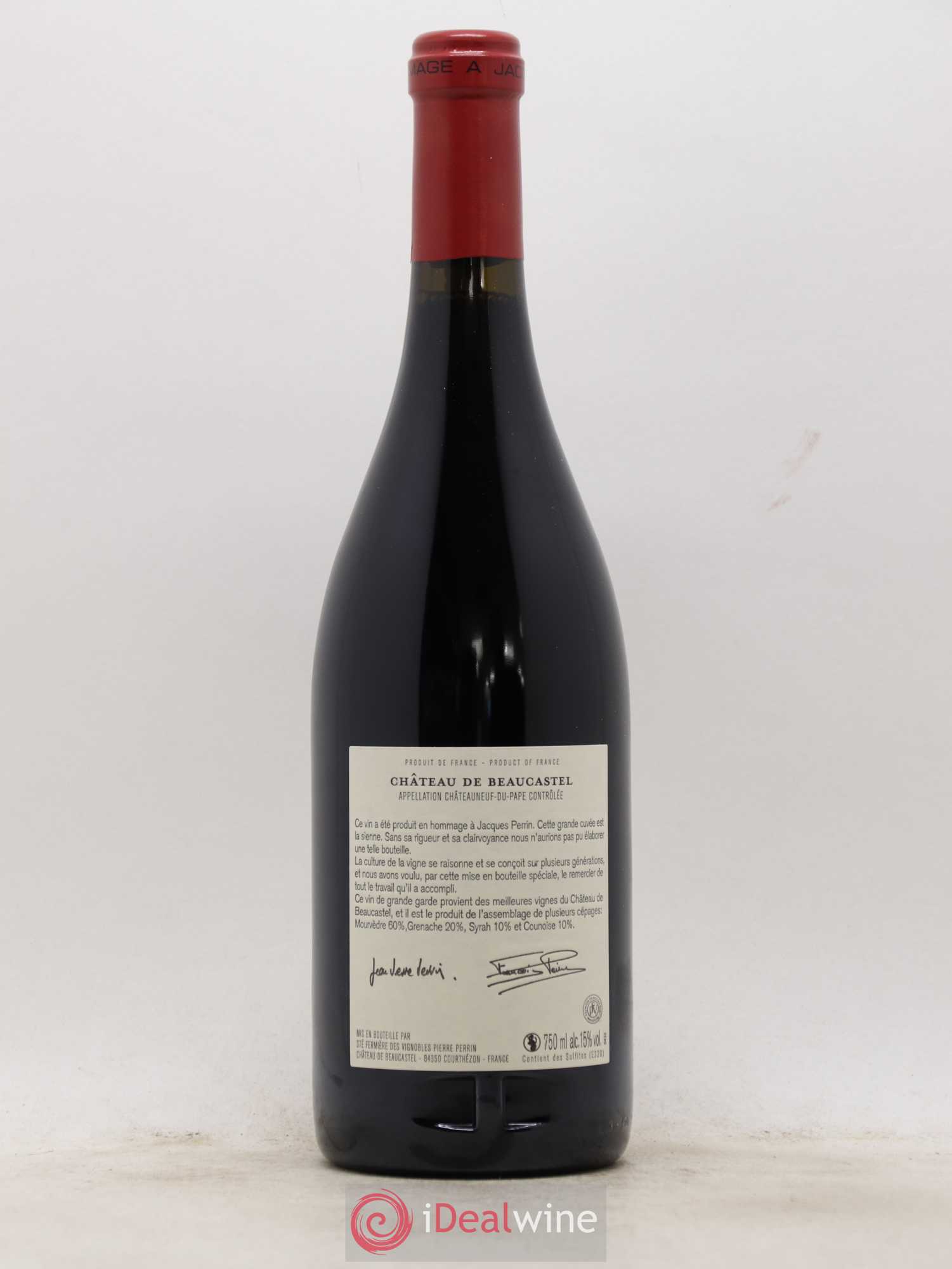 Châteauneuf-du-Pape Château de Beaucastel Hommage à Jacques Perrin Famille Perrin 2015 - Lot de 1 bouteille - 1