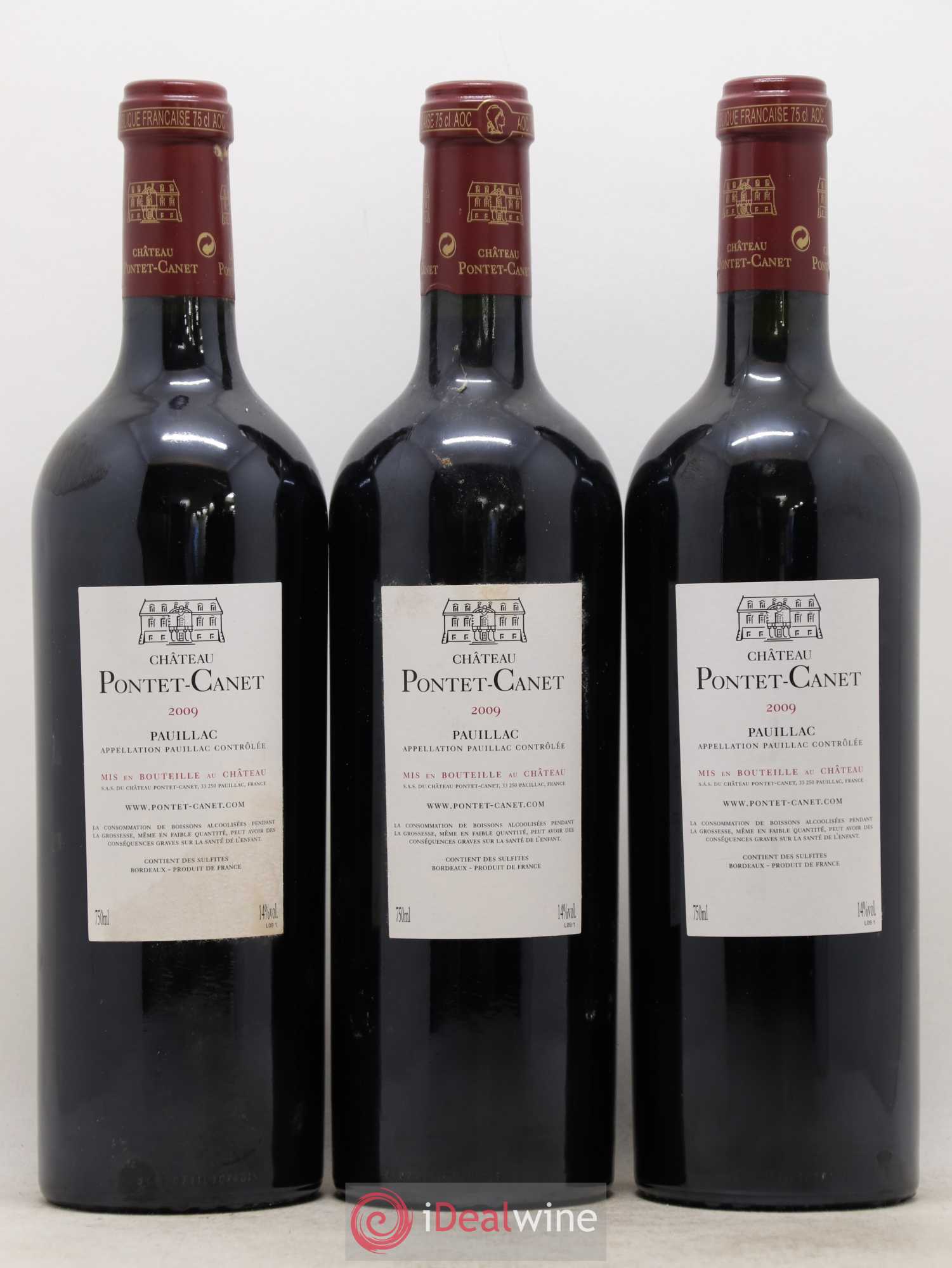 Château Pontet Canet 5ème Grand Cru Classé 2009 - Lot de 3 bouteilles - 1