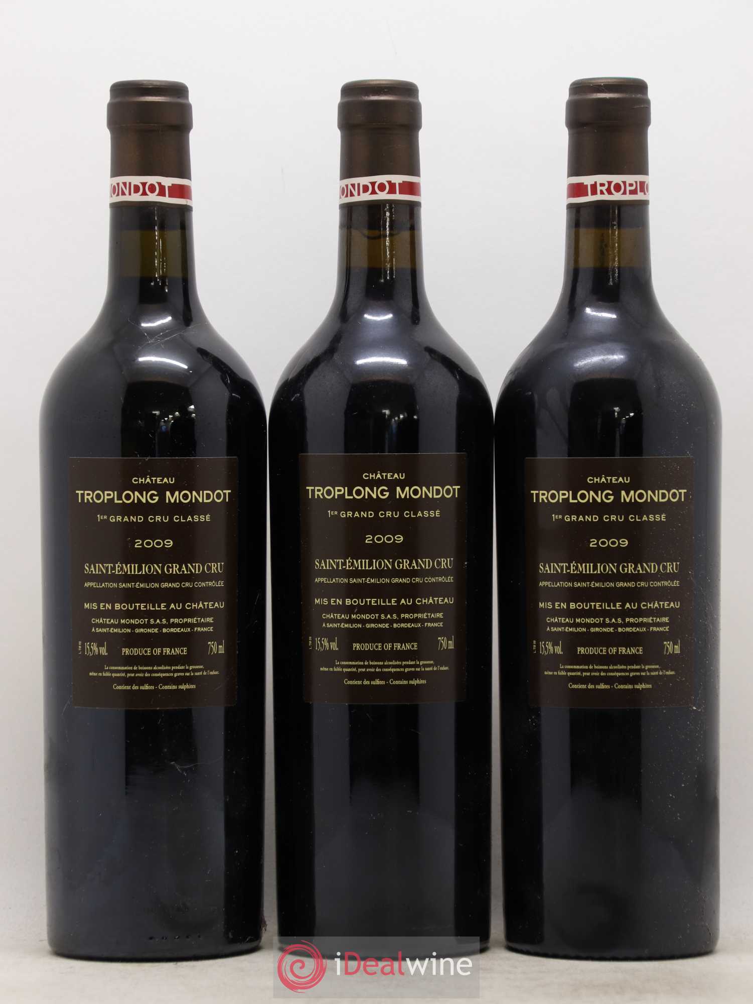 Château Troplong Mondot 1er Grand Cru Classé B 2009 - Lot de 3 bouteilles - 1