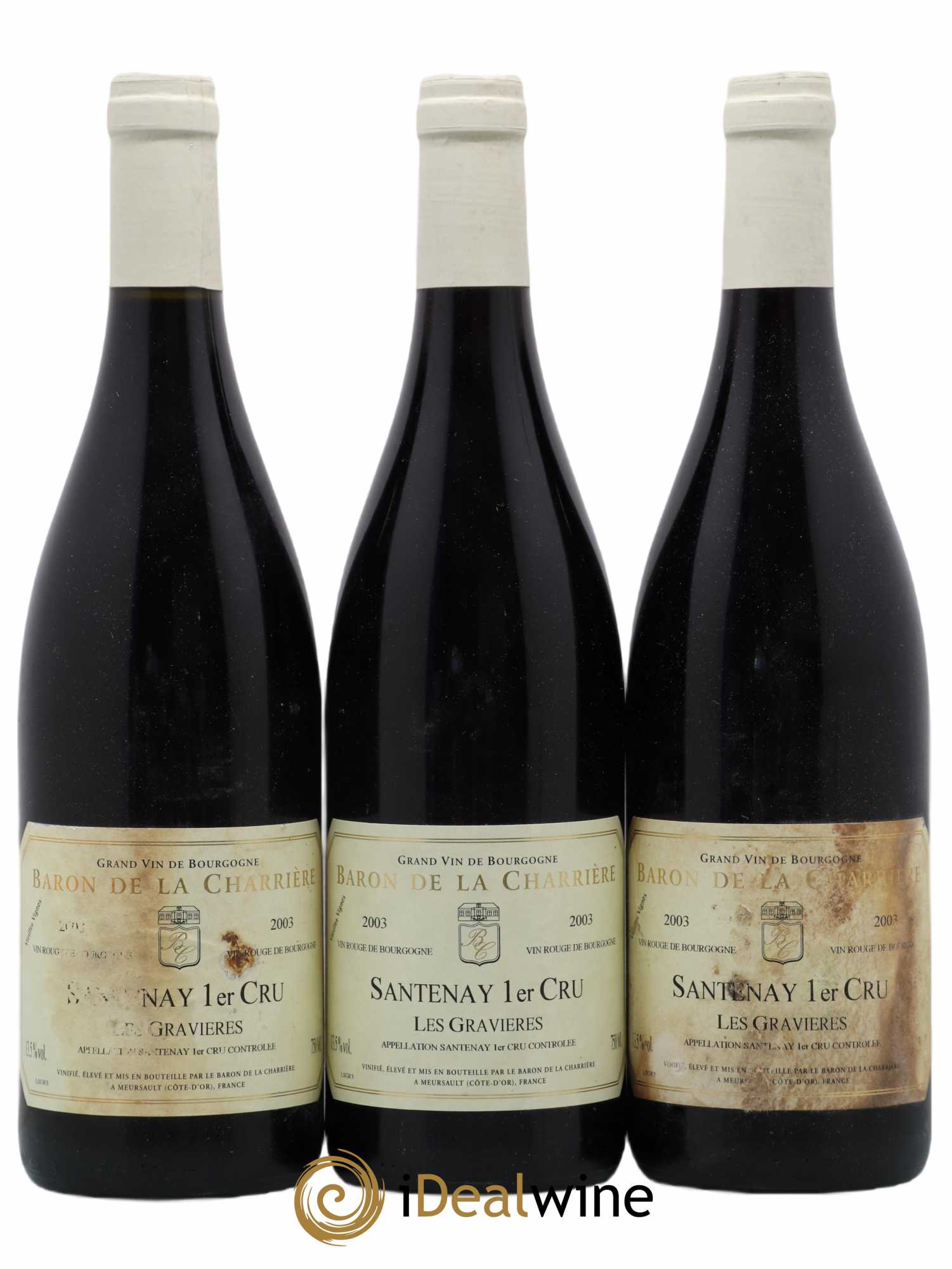 Santenay 1er Cru Les Gravieres Baron De La Charriere 2003 - Posten von 3 Flaschen - 0