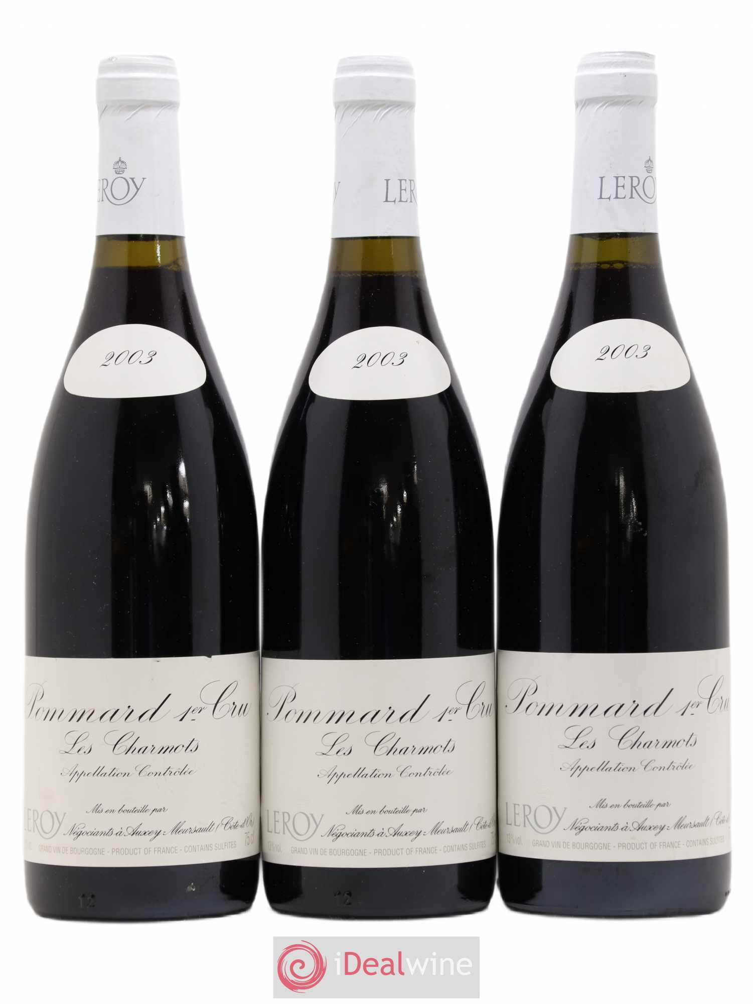 Pommard 1er Cru Leroy SA Les Charmots 2003 - Lot de 3 bouteilles - 0