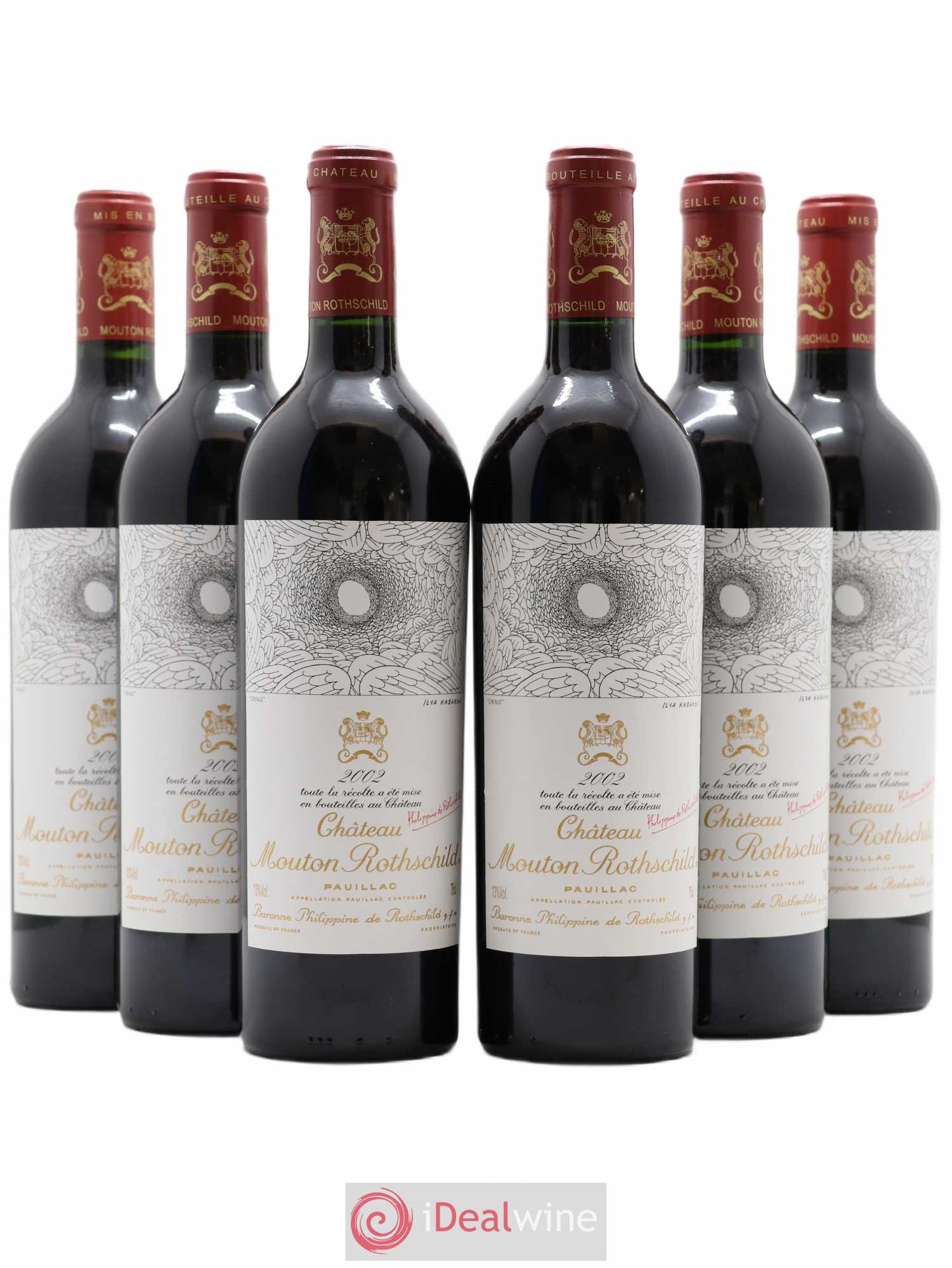 Château Mouton Rothschild 1er Grand Cru Classé 2002 - Lot de 6 bouteilles - 0