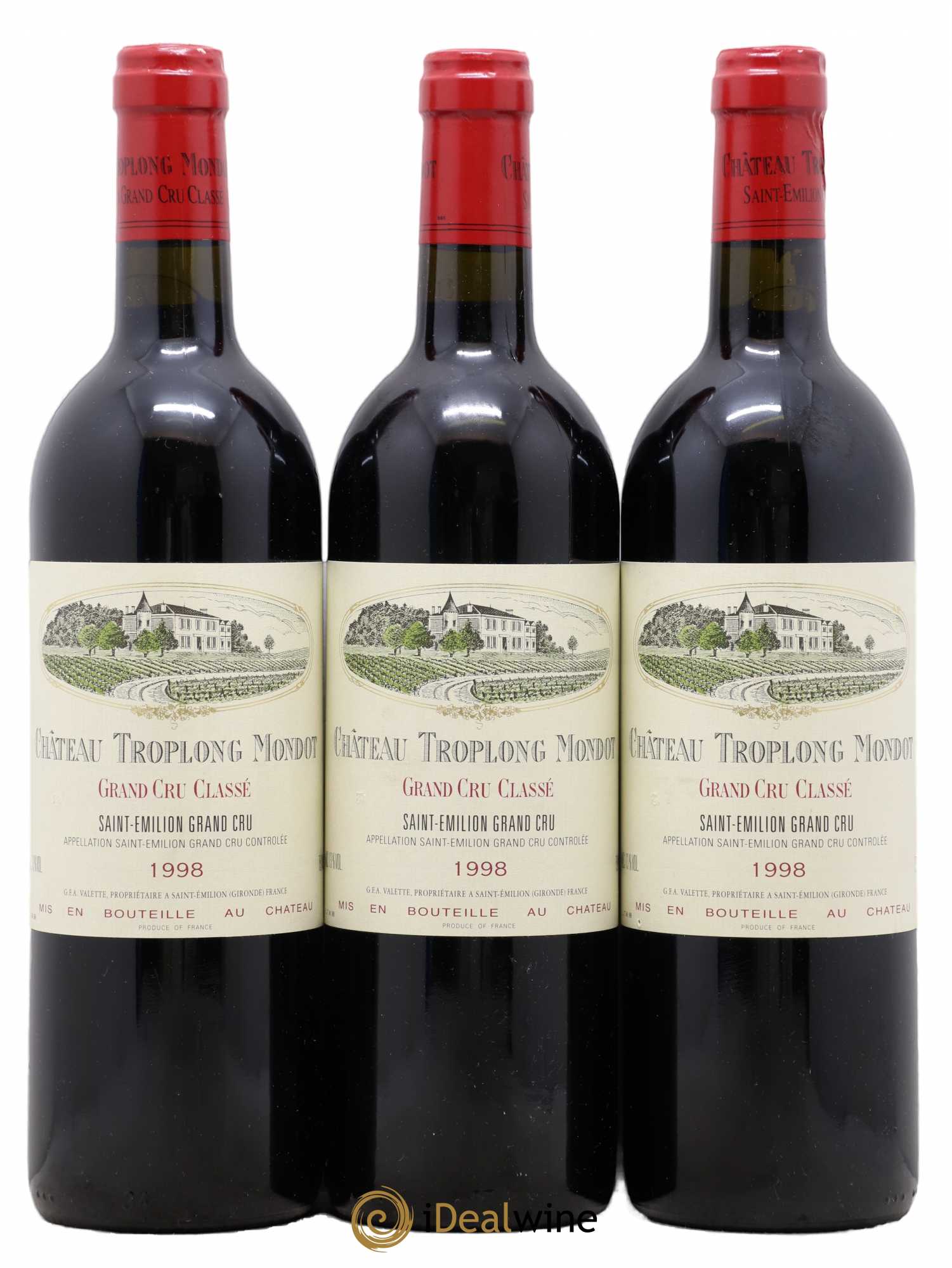 Château Troplong Mondot 1er Grand Cru Classé B 1998 - Lot de 3 bouteilles - 0